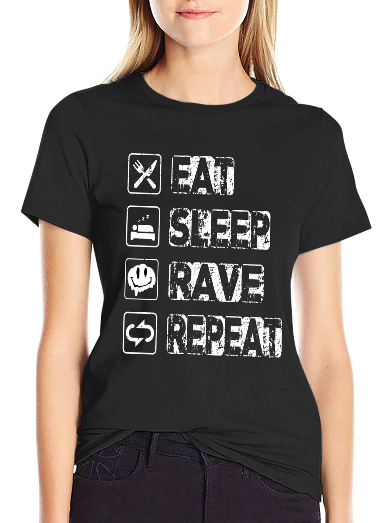 Eat Sleep Rave Repeat Black T-Shirt