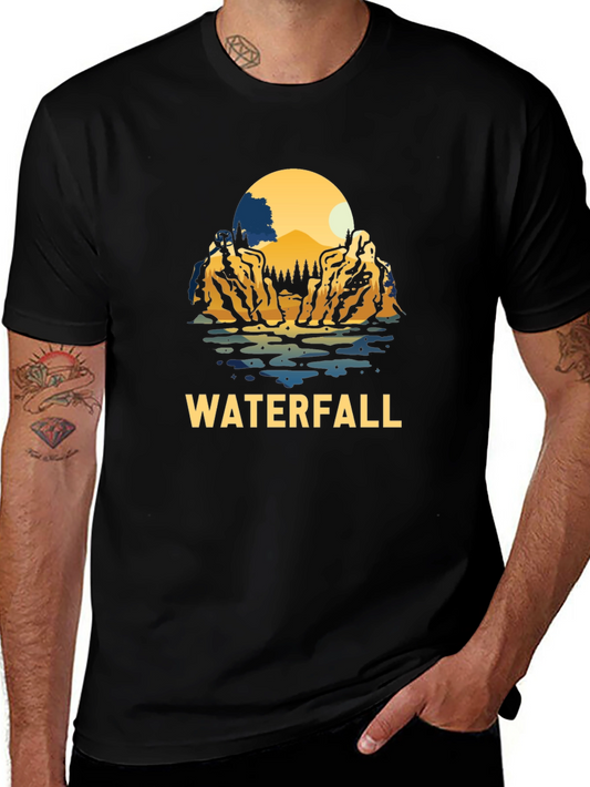 Waterfall Graphic Black T-Shirt