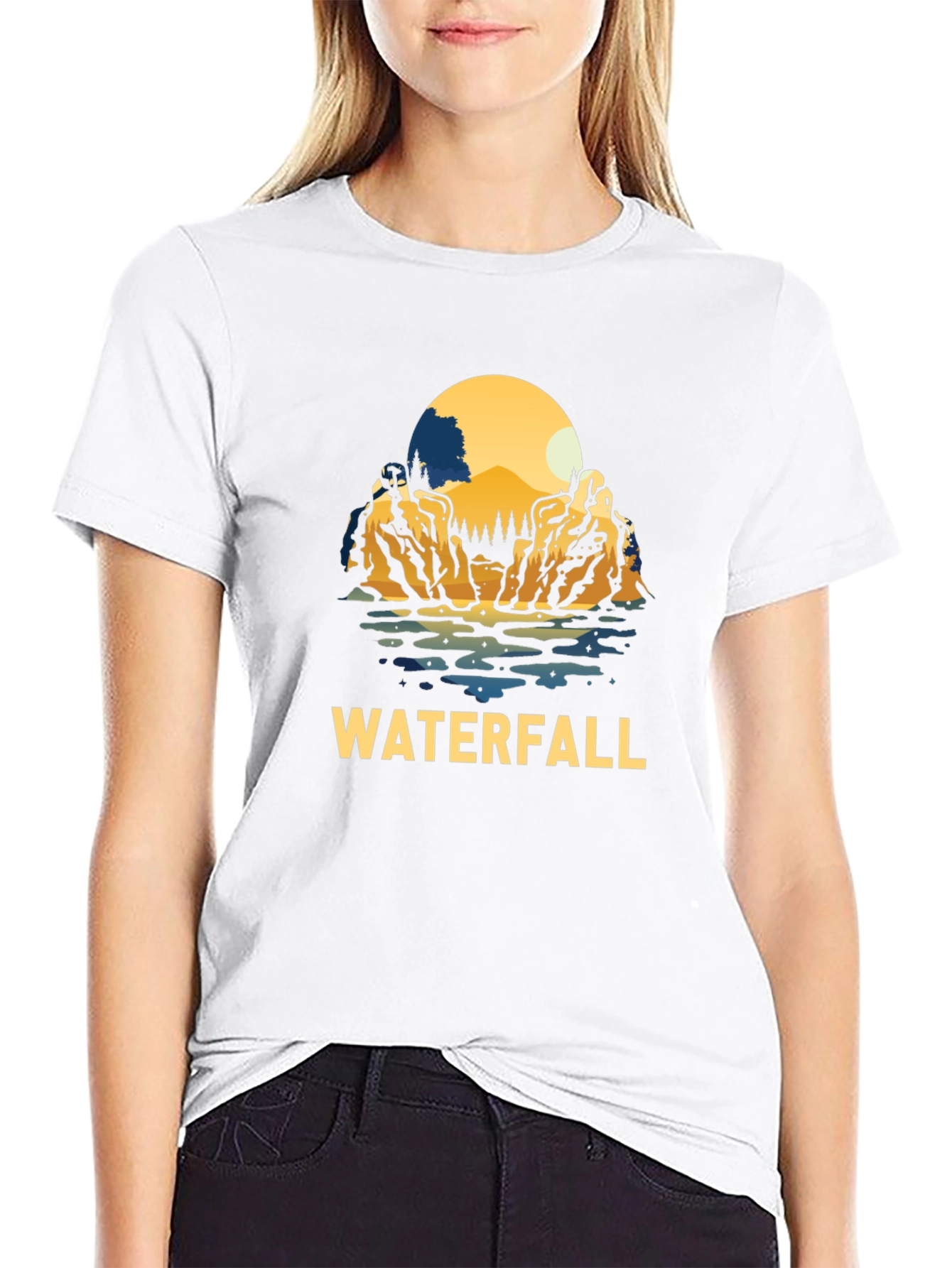 Waterfall Graphic Black T-Shirt