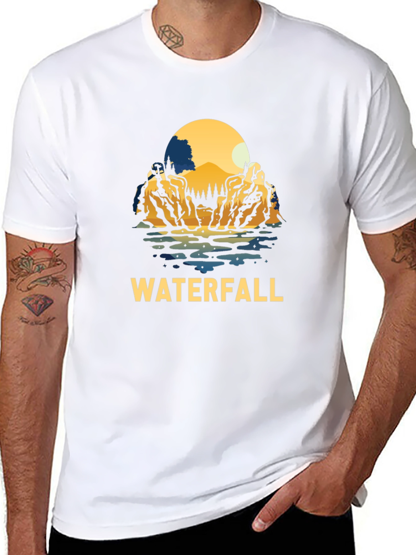 Waterfall Graphic Black T-Shirt