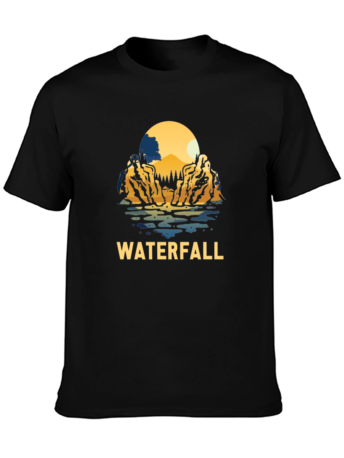 Waterfall Graphic Black T-Shirt