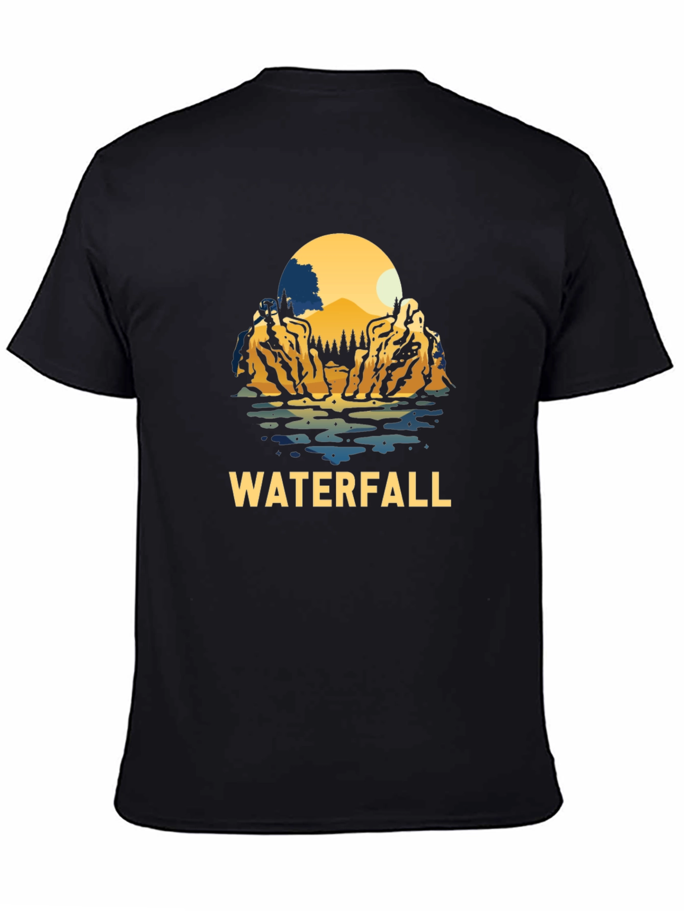 Waterfall Graphic Black T-Shirt