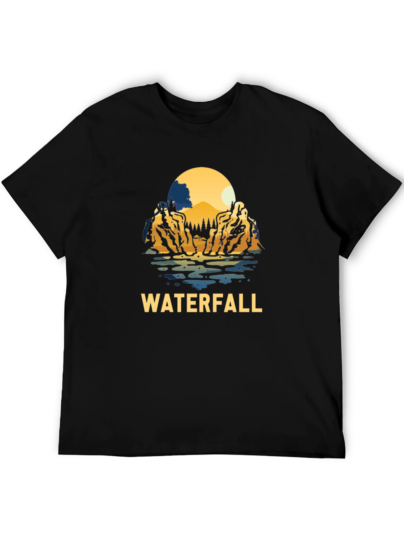 Waterfall Graphic Black T-Shirt