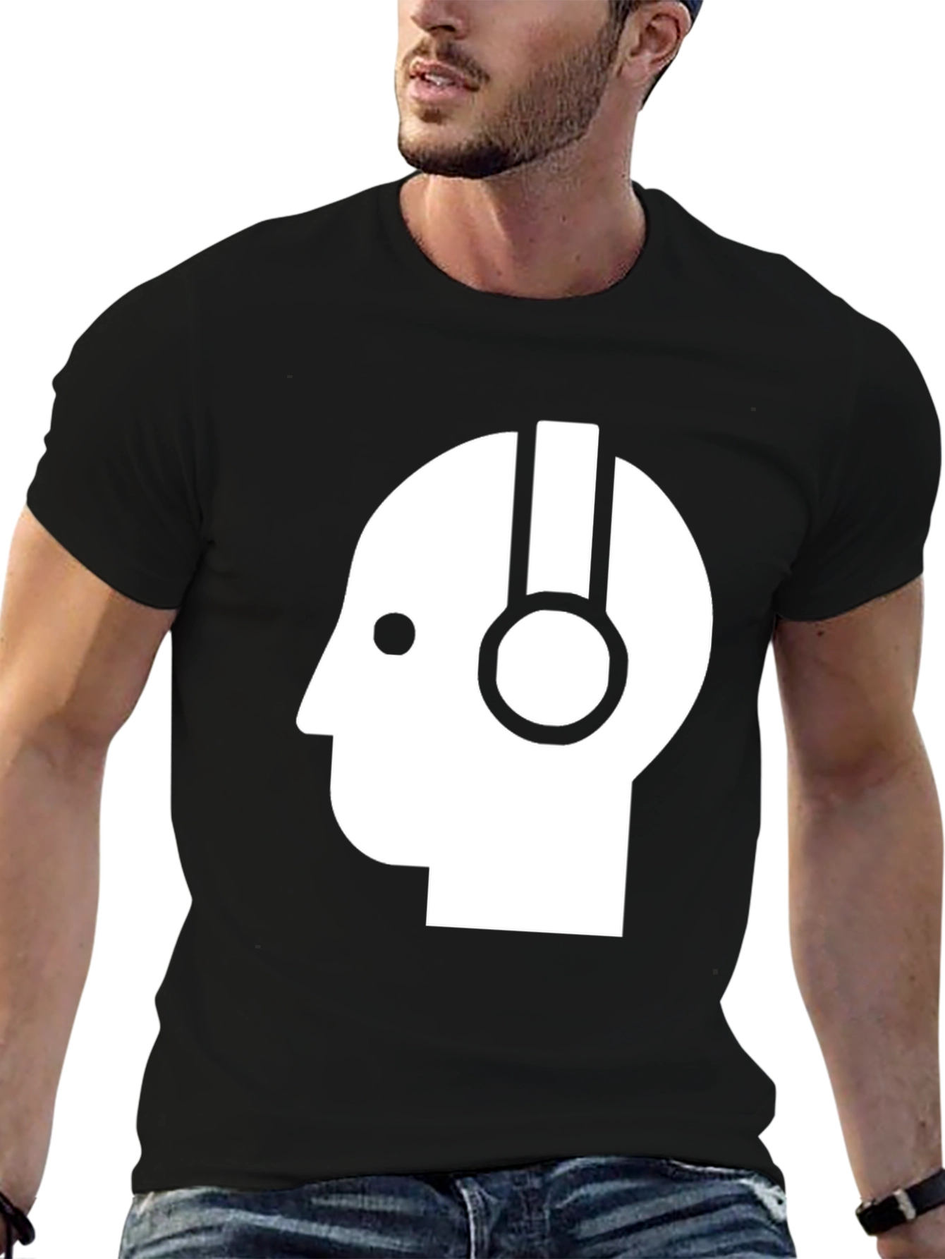 Headphone Head T-Shirt - Modern Minimalist Design