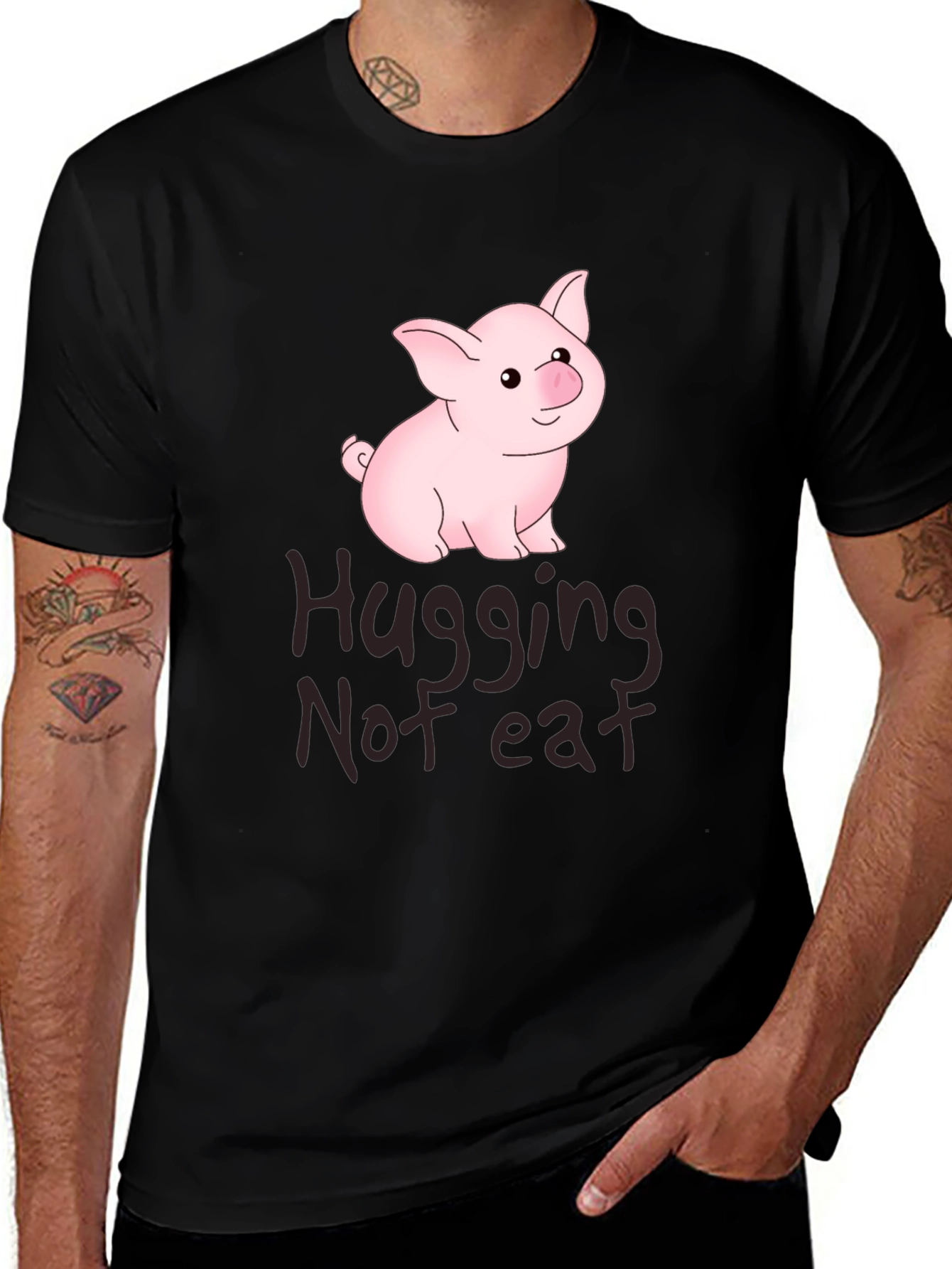 Hugging Not Eating Pig T-Shirt