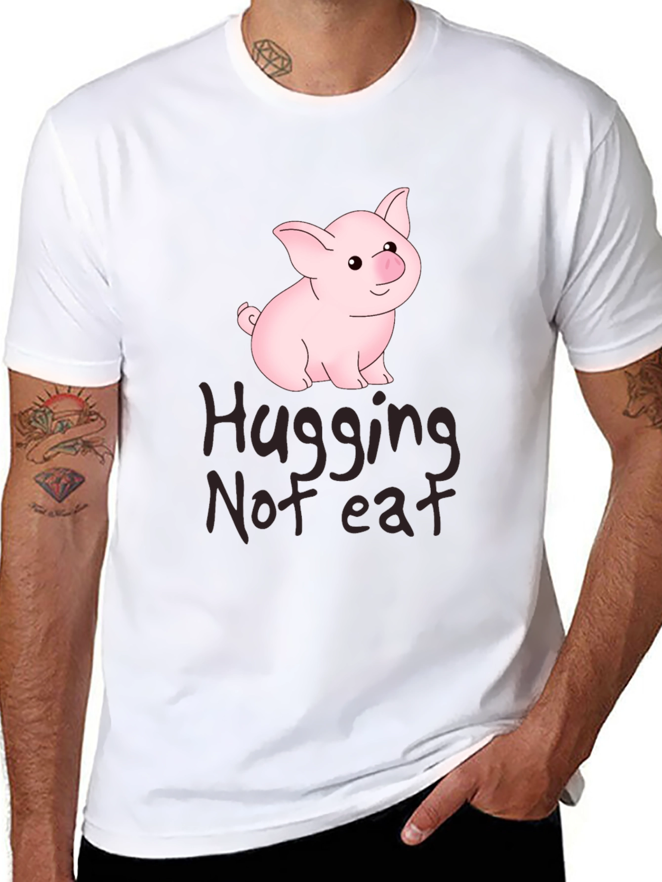 Hugging Not Eating Pig T-Shirt