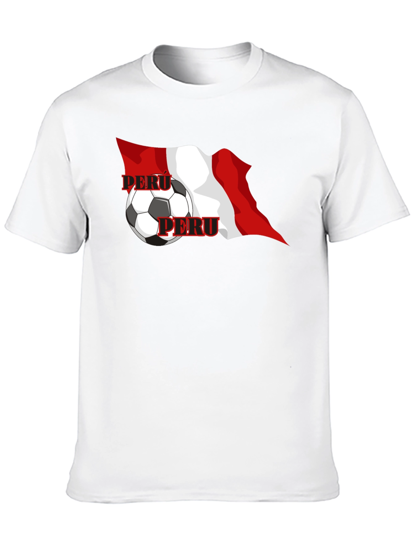 Peru Flag Soccer Graphic Black T-Shirt
