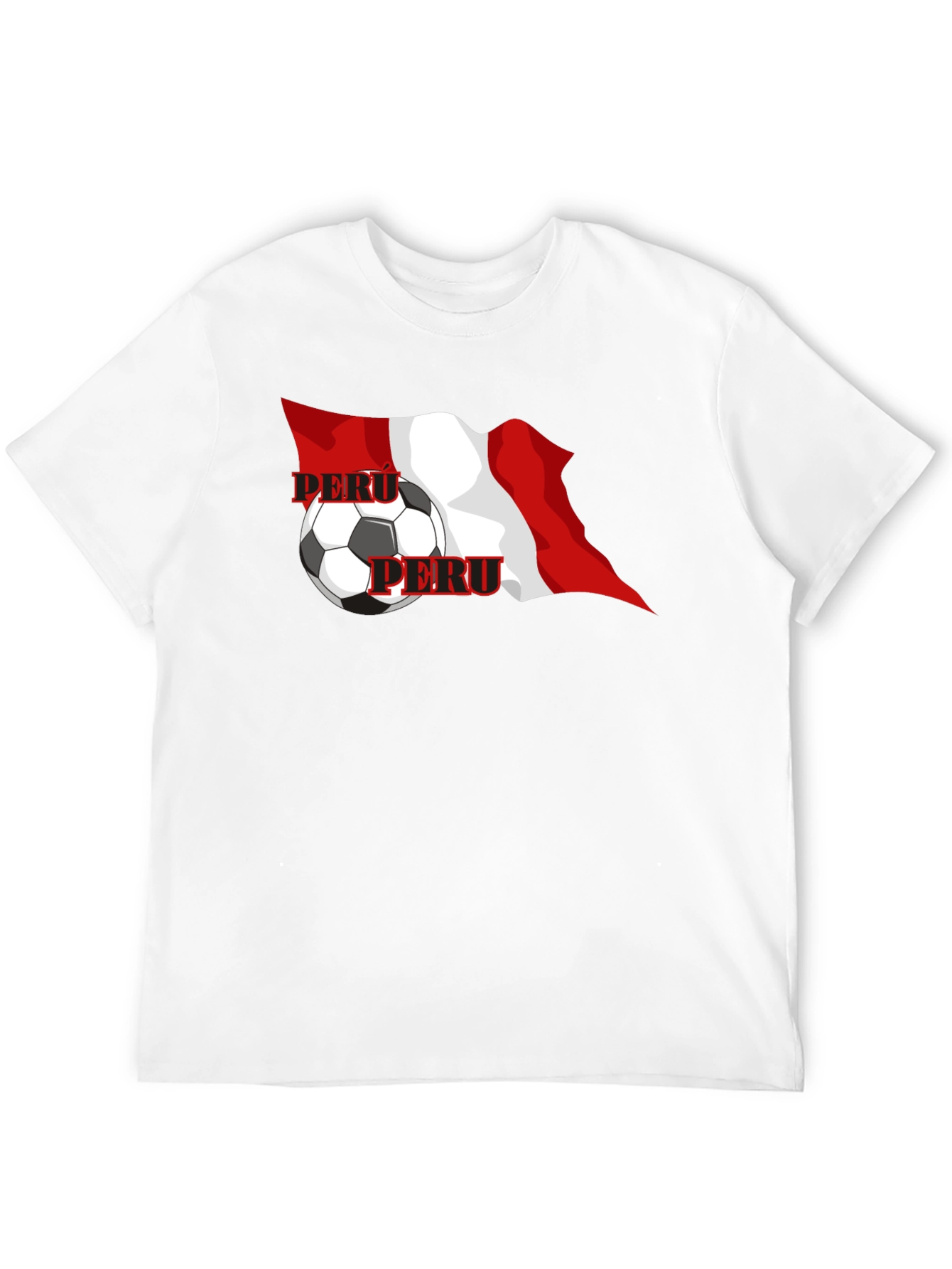 Peru Flag Soccer Graphic Black T-Shirt