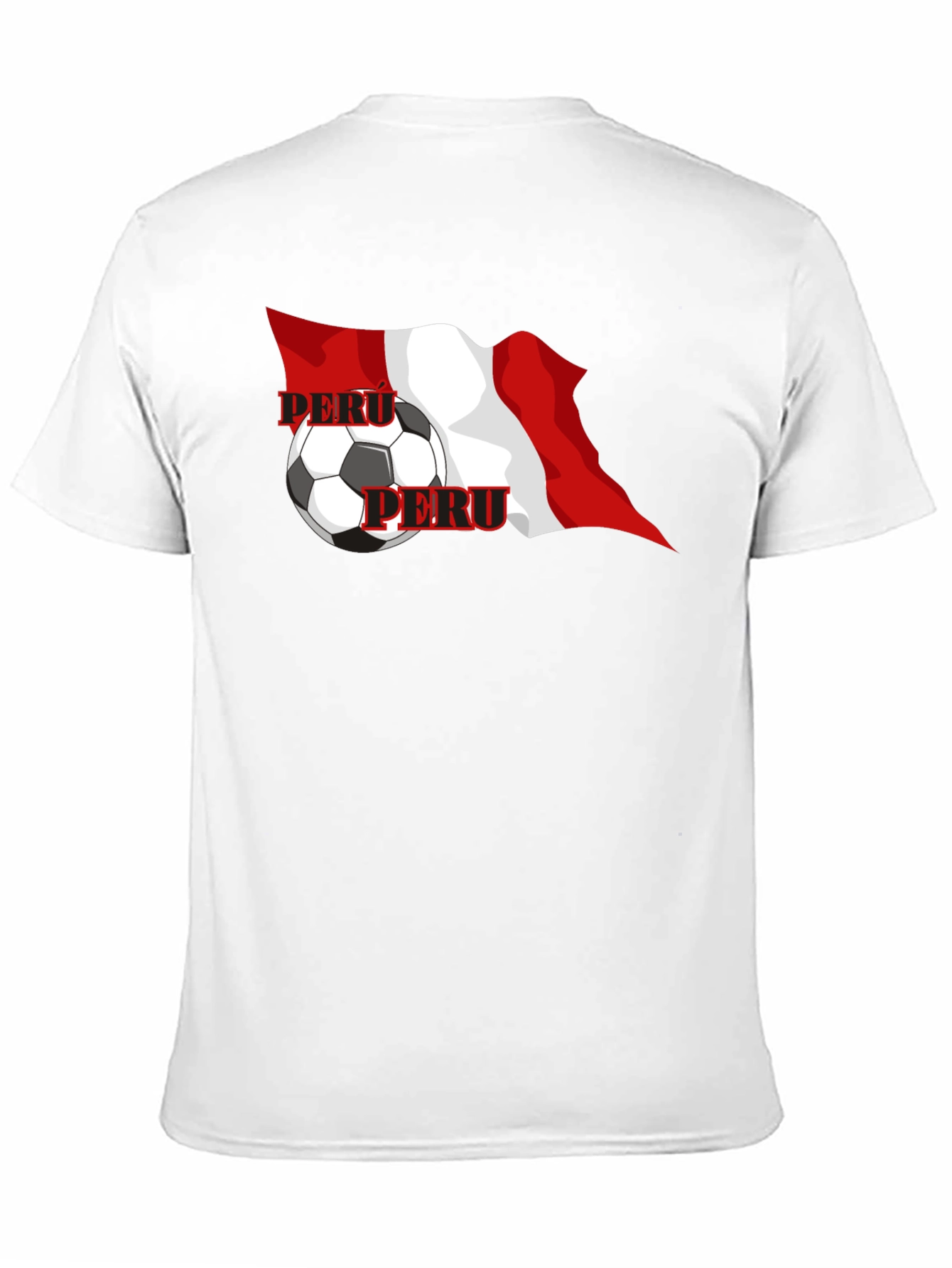 Peru Flag Soccer Graphic Black T-Shirt