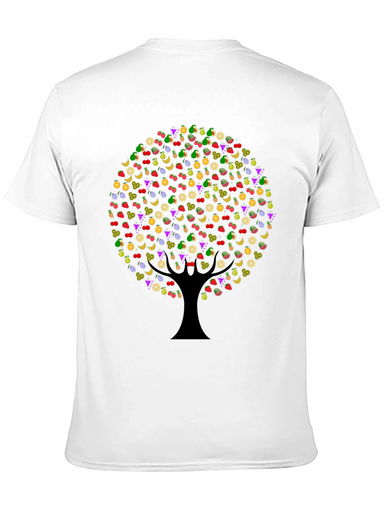 Fruit Tree Graphic Tee - Black Cotton T-Shirt