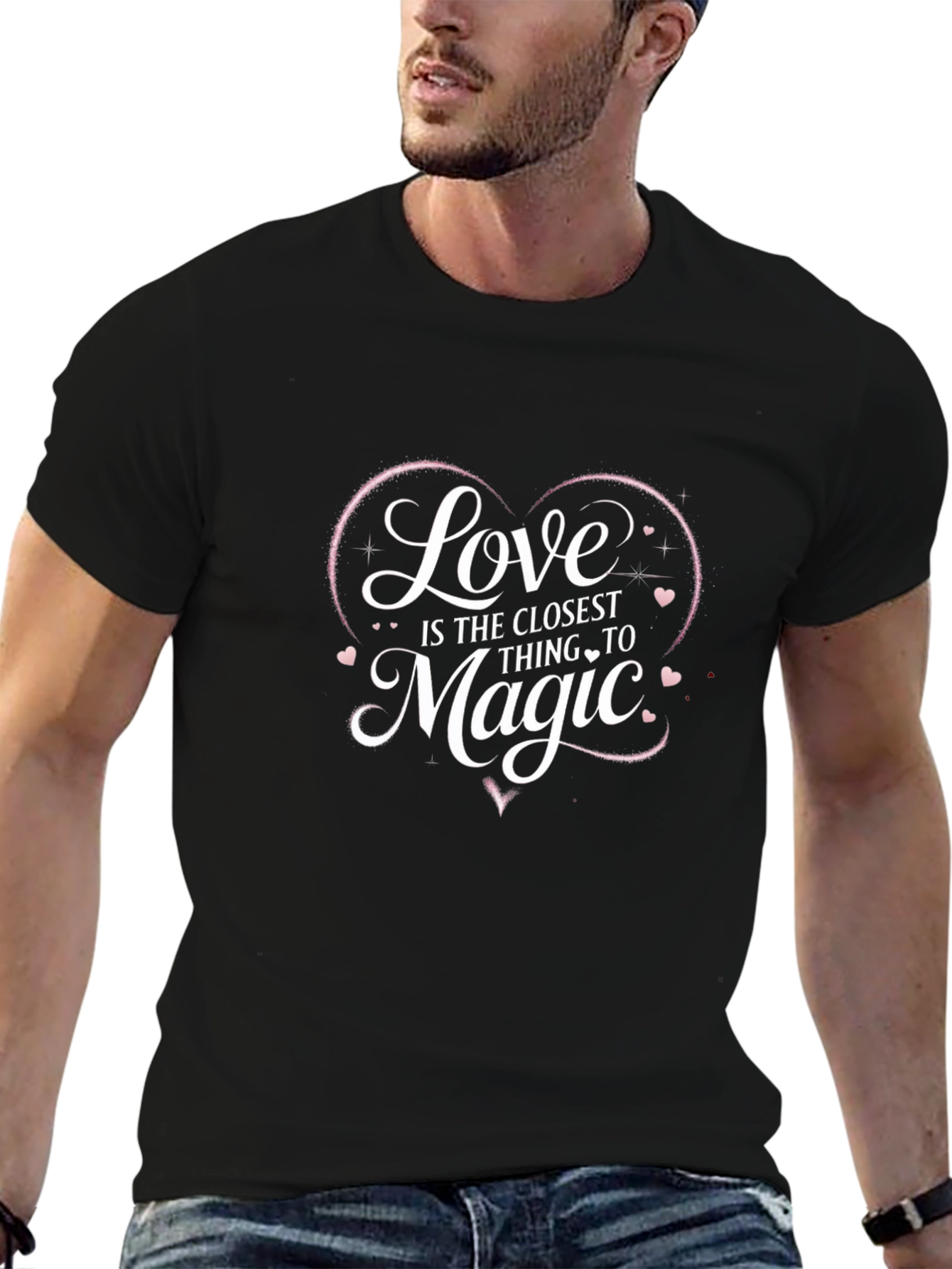 Love is Magic T-Shirt - Black Crew Neck