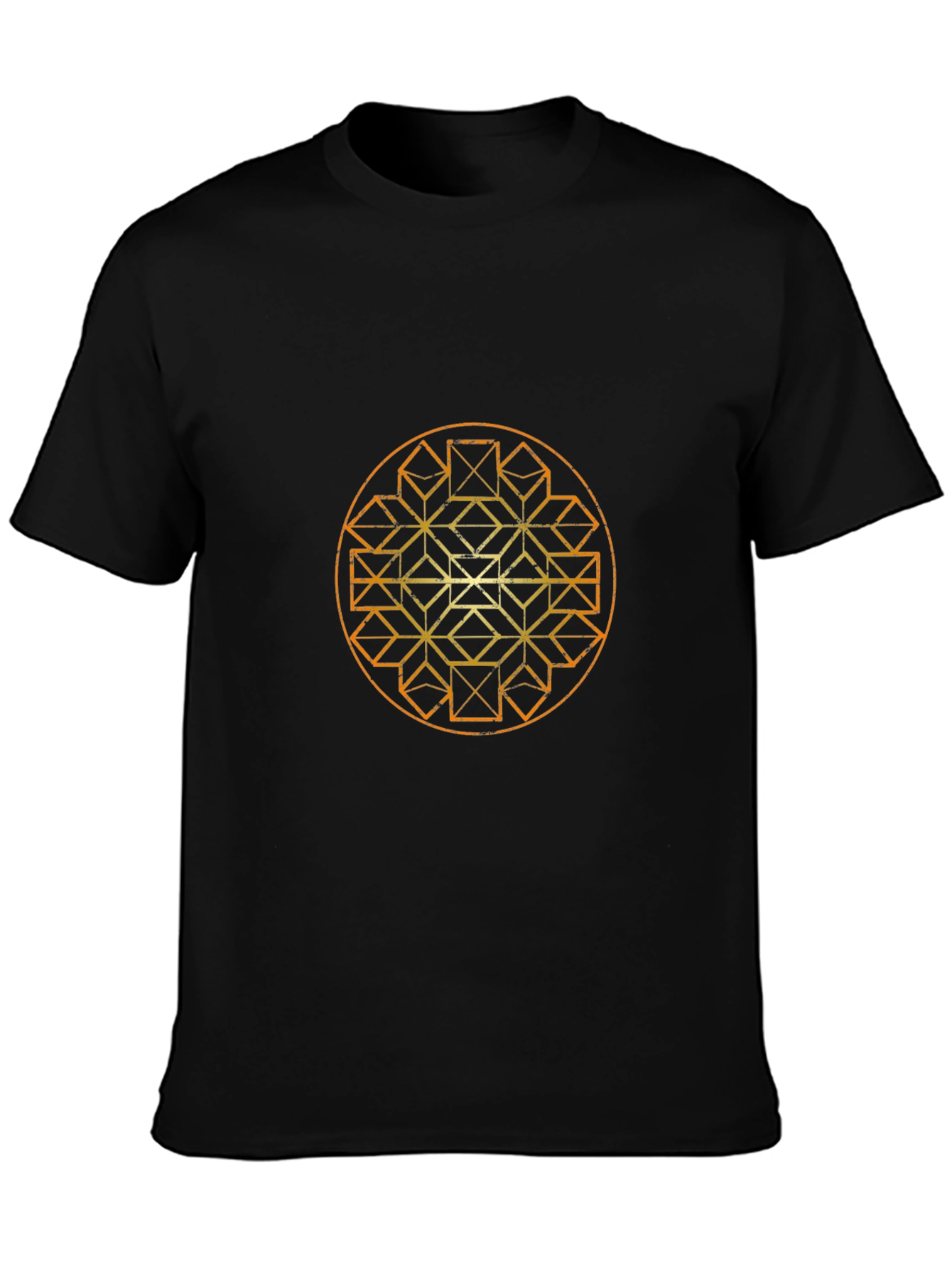 Geometric Mandala Graphic T-Shirt - Black