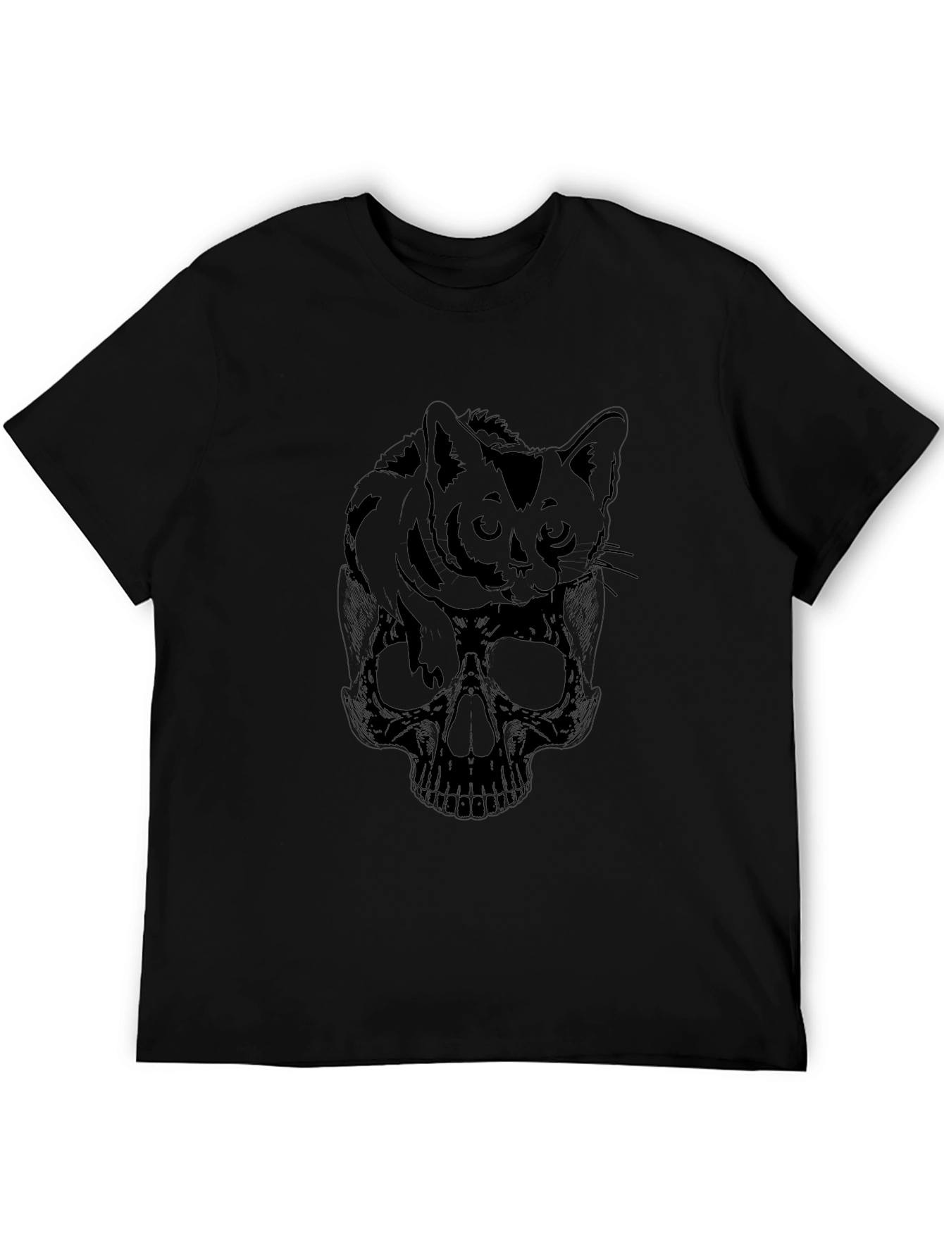 Cat Skull Graphic T-Shirt - Dark Humor Tee