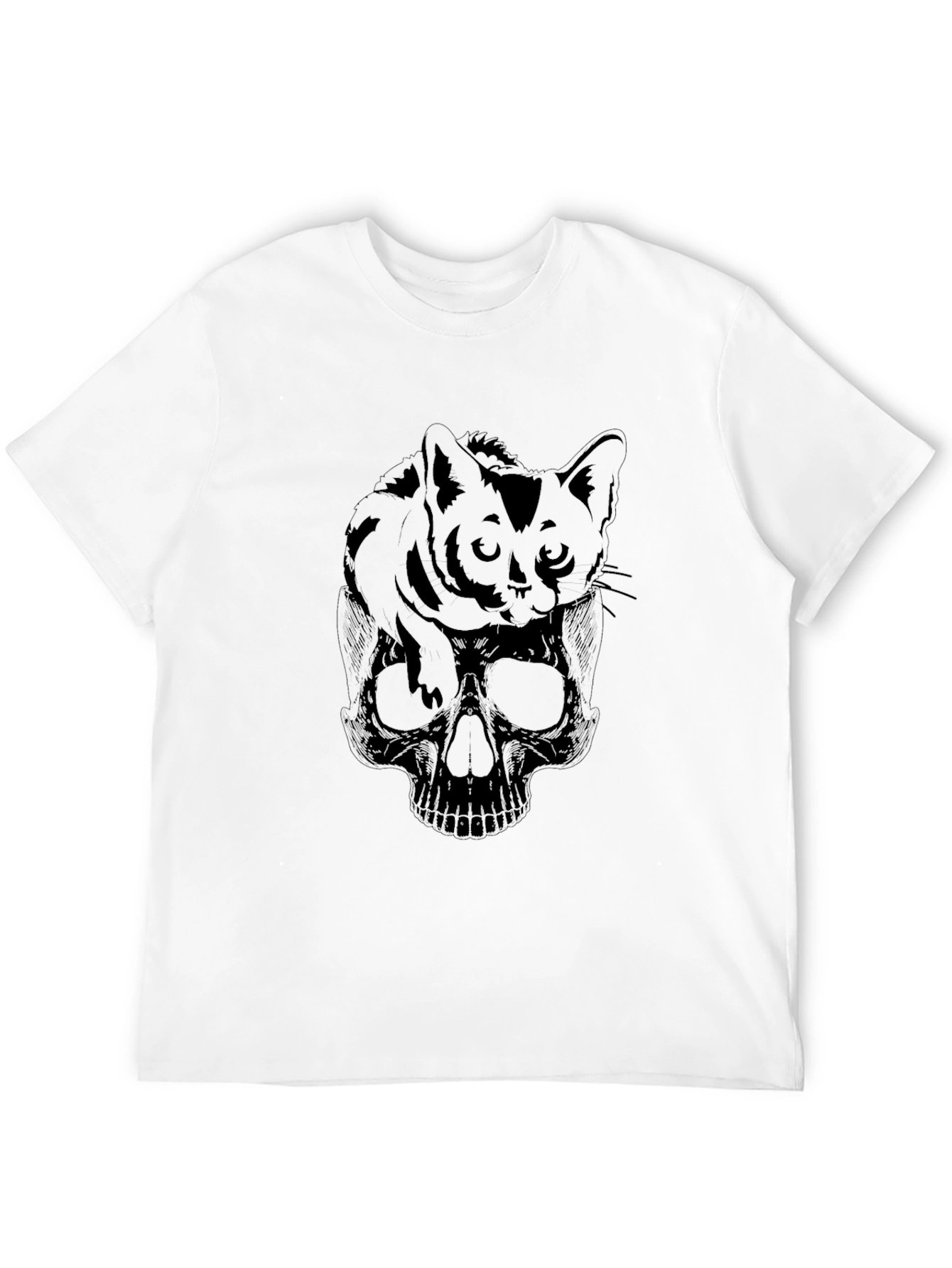 Cat Skull Graphic T-Shirt - Dark Humor Tee