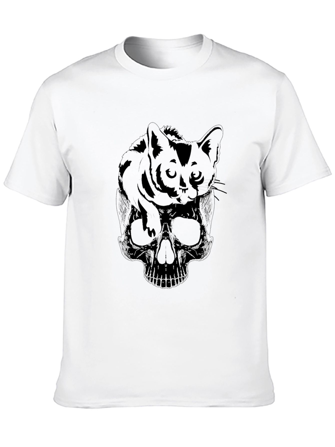 Cat Skull Graphic T-Shirt - Dark Humor Tee