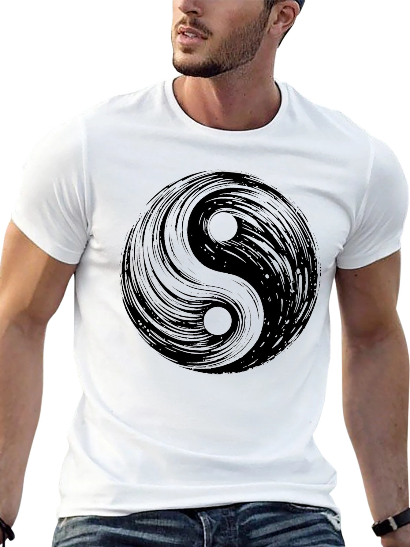 Yin Yang Graphic Tee - Black Cotton Comfort