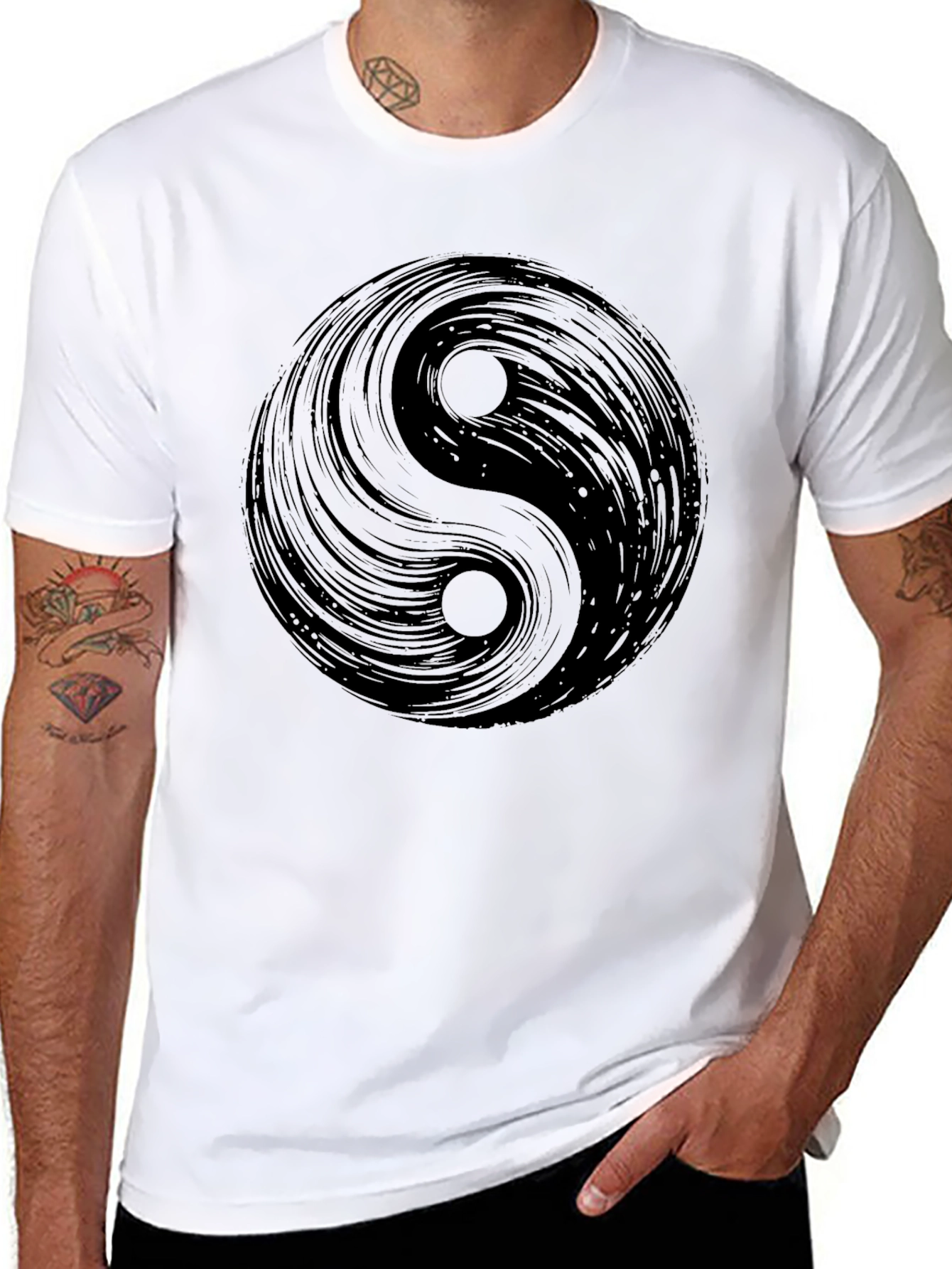 Yin Yang Graphic Tee - Black Cotton Comfort