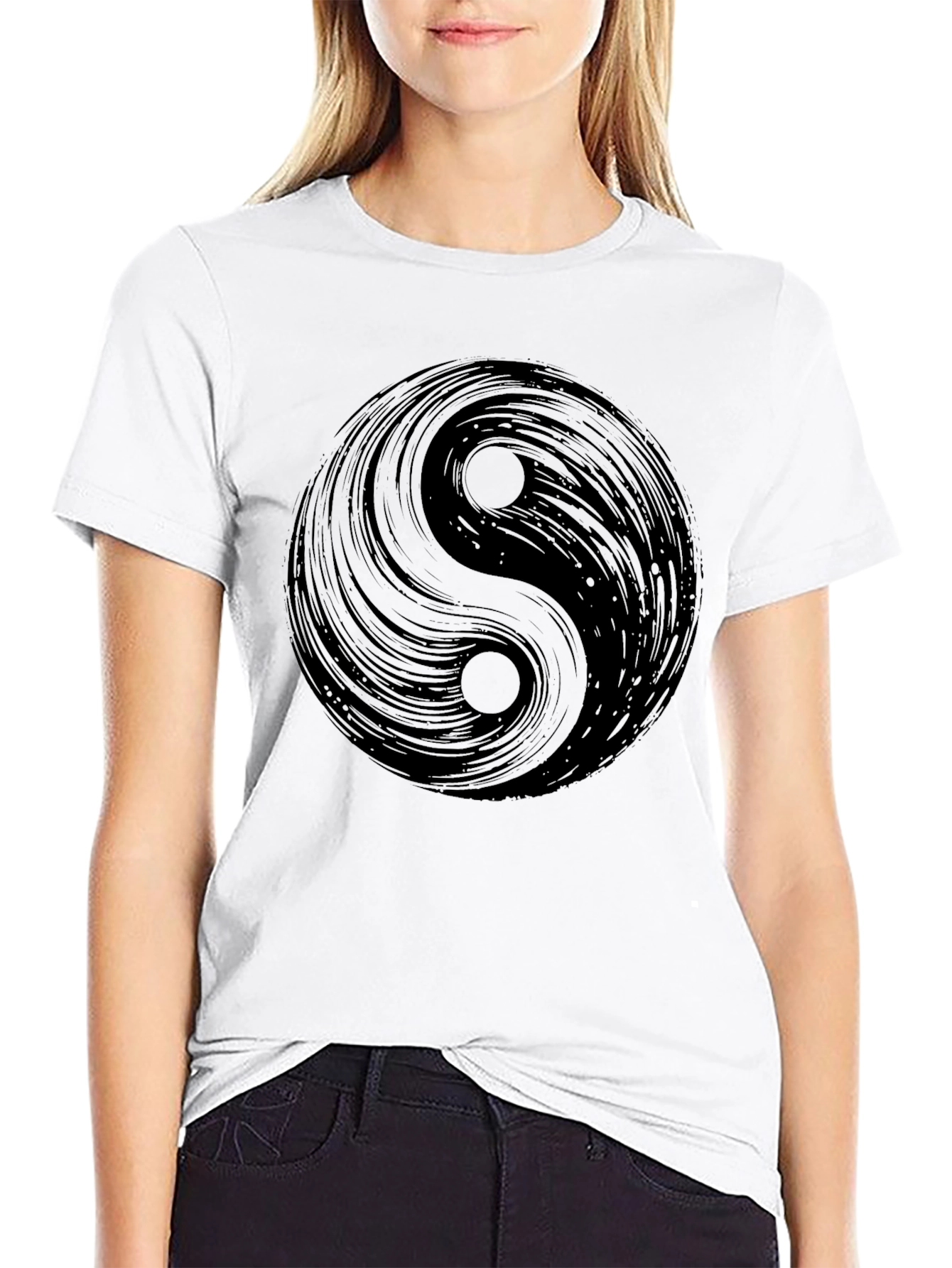 Yin Yang Graphic Tee - Black Cotton Comfort