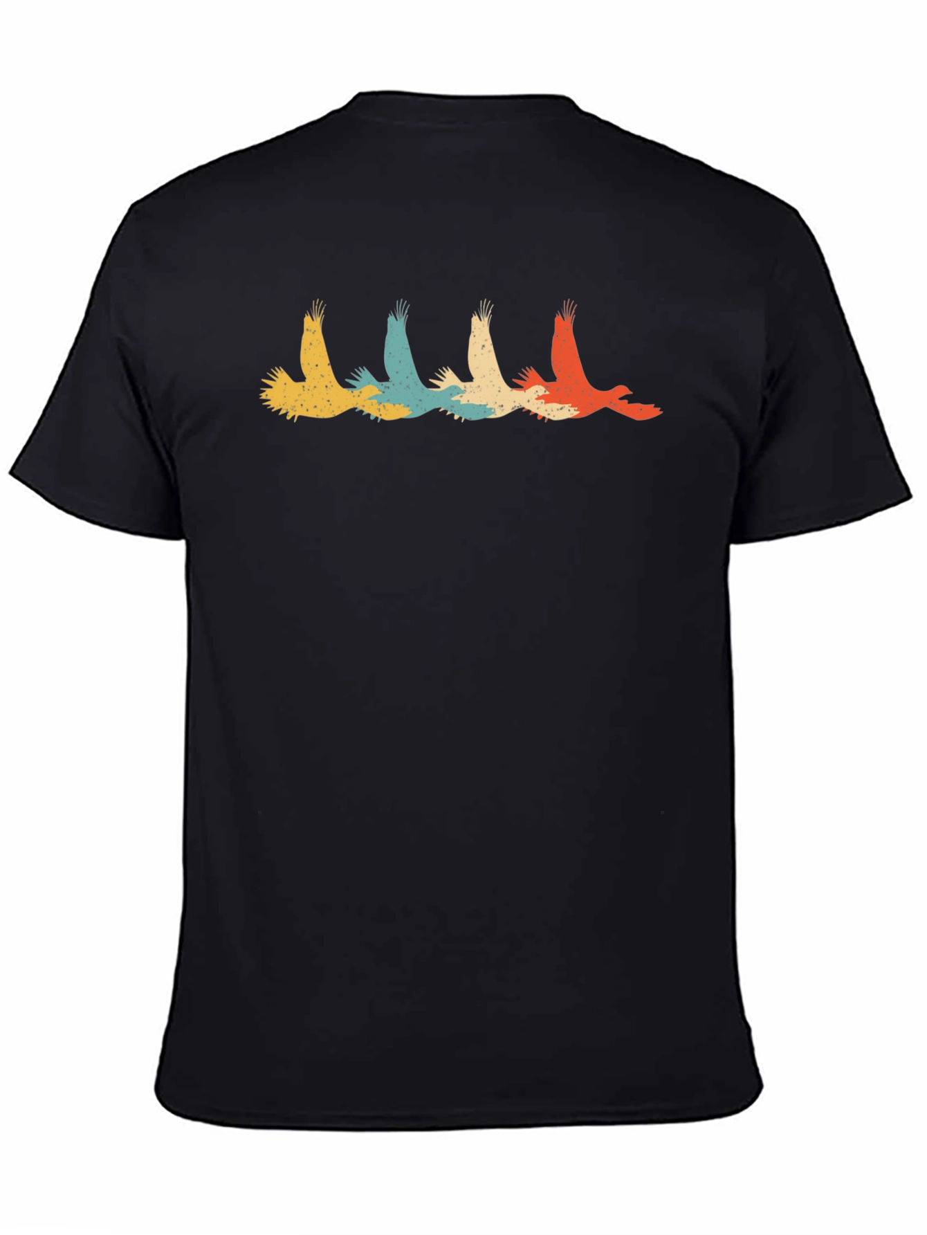 Retro Flying Bird Graphic Black T-Shirt