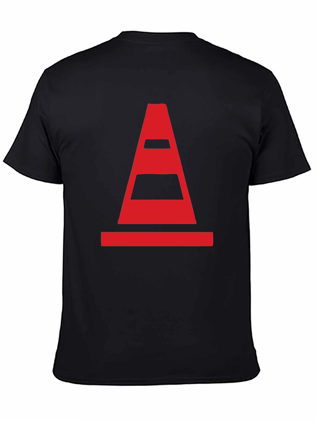 Traffic Cone Graphic Tee - Black Cotton Casual Shirt
