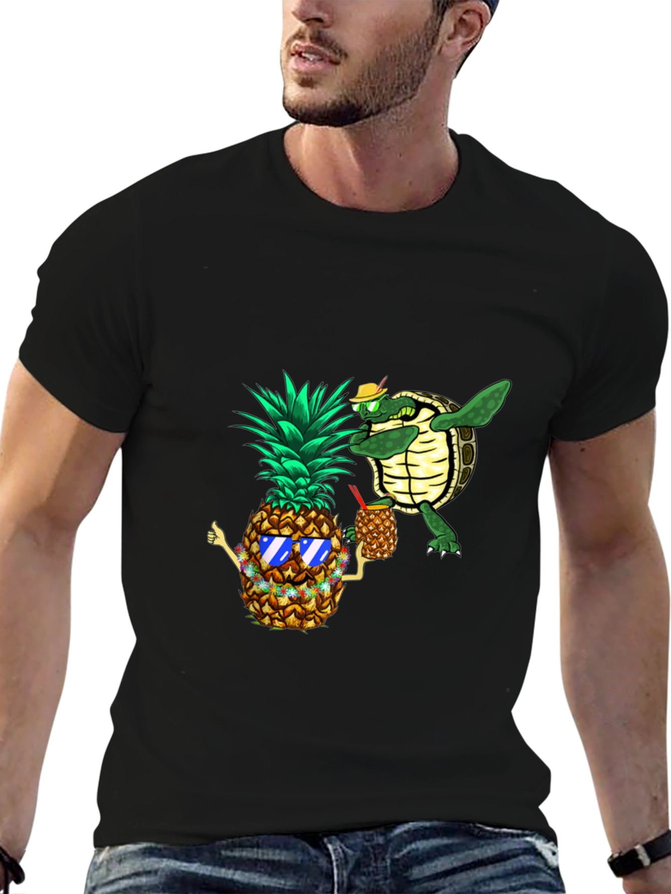 Pineapple & Turtle Graphic T-Shirt