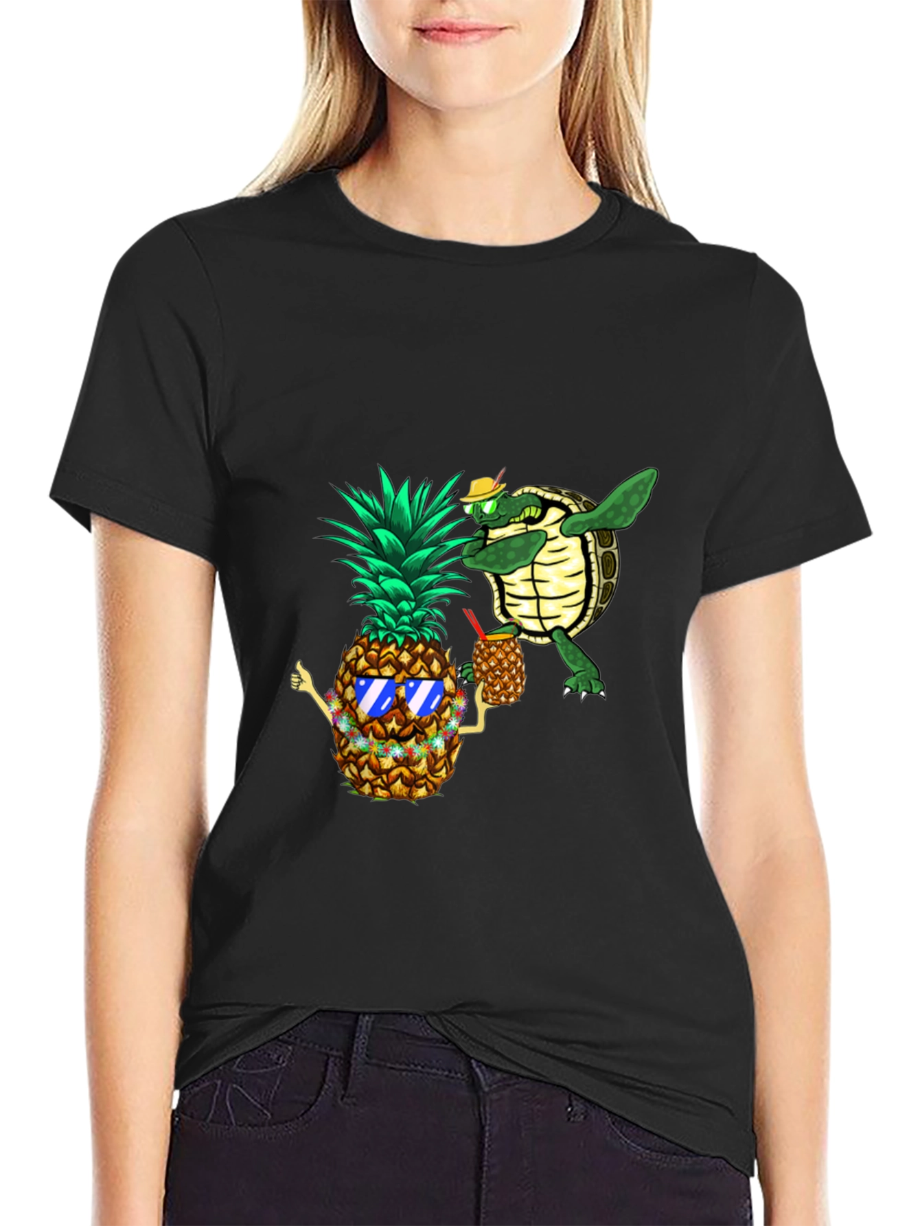 Pineapple & Turtle Graphic T-Shirt