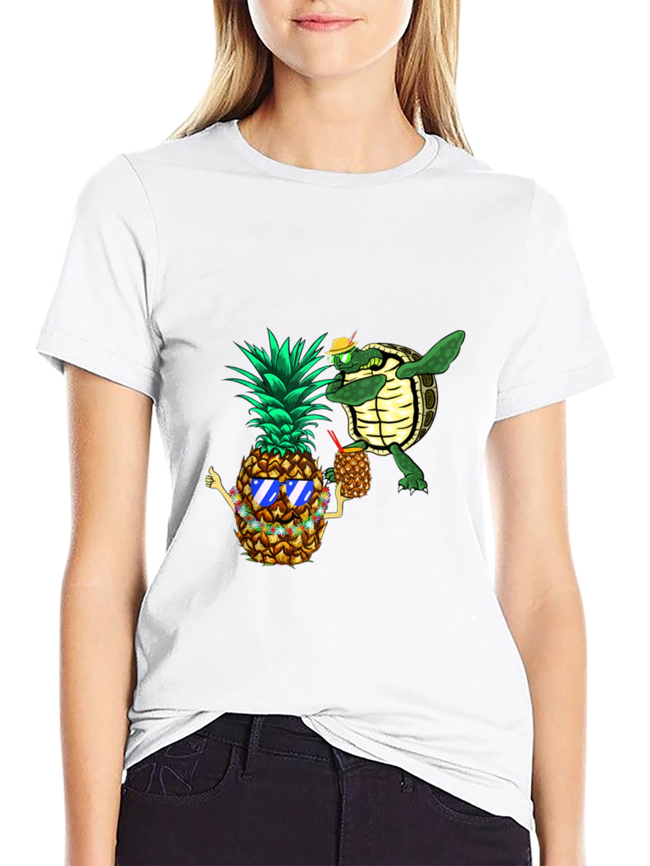 Pineapple & Turtle Graphic T-Shirt