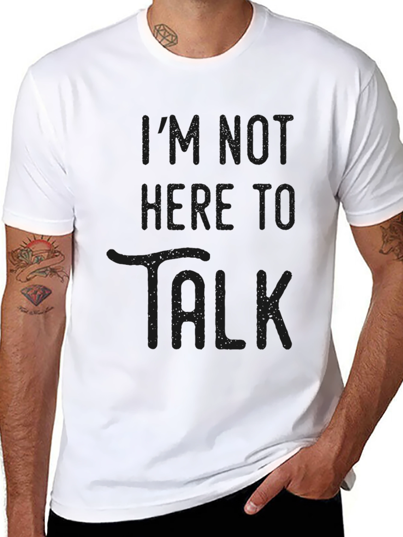 Im Not Here to Talk Graphic Tee - Black