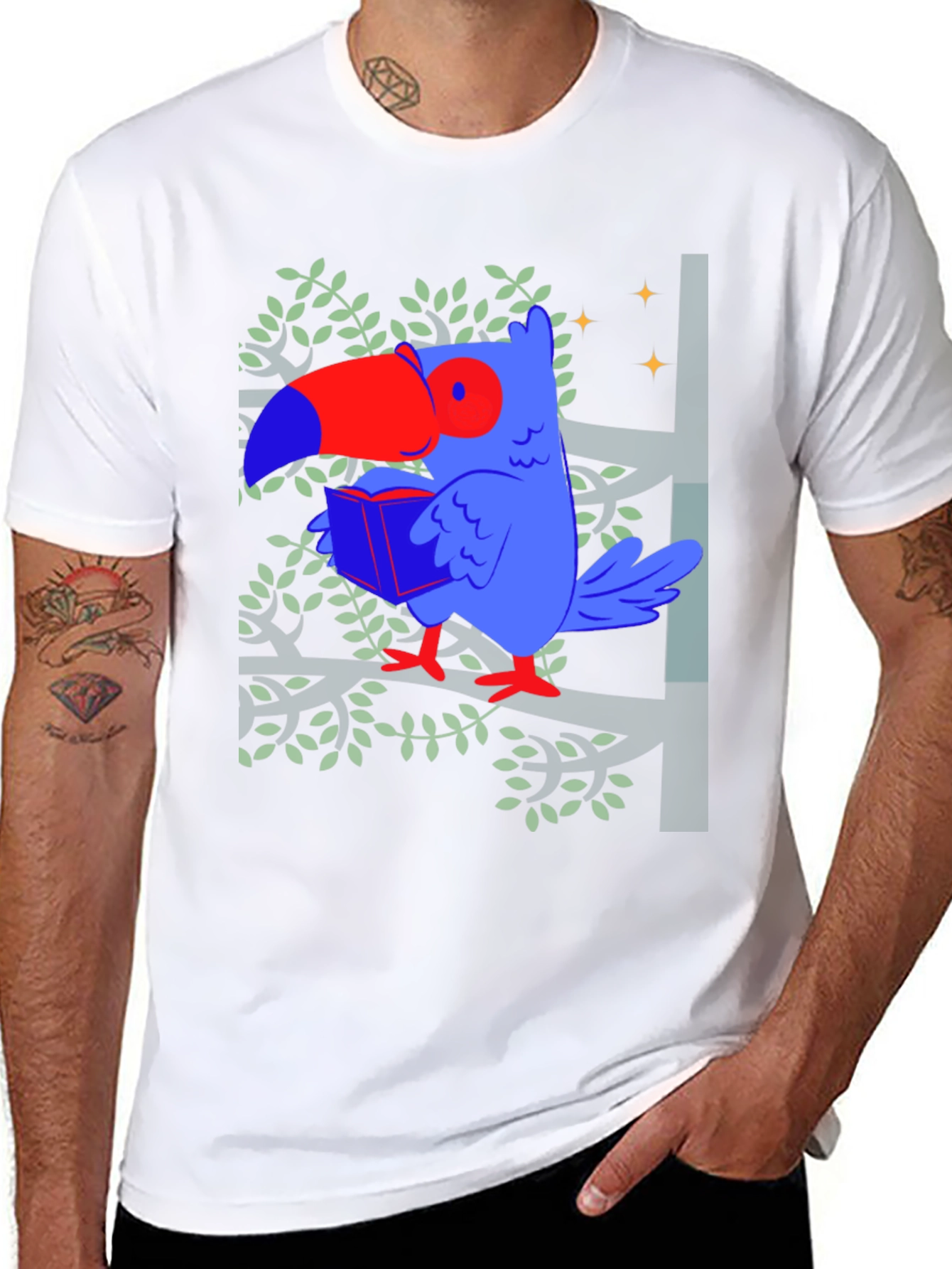 Toucan Reading Graphic T-Shirt