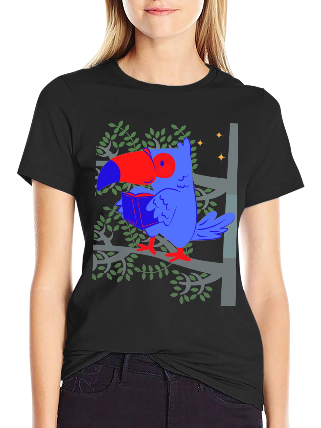 Toucan Reading Graphic T-Shirt