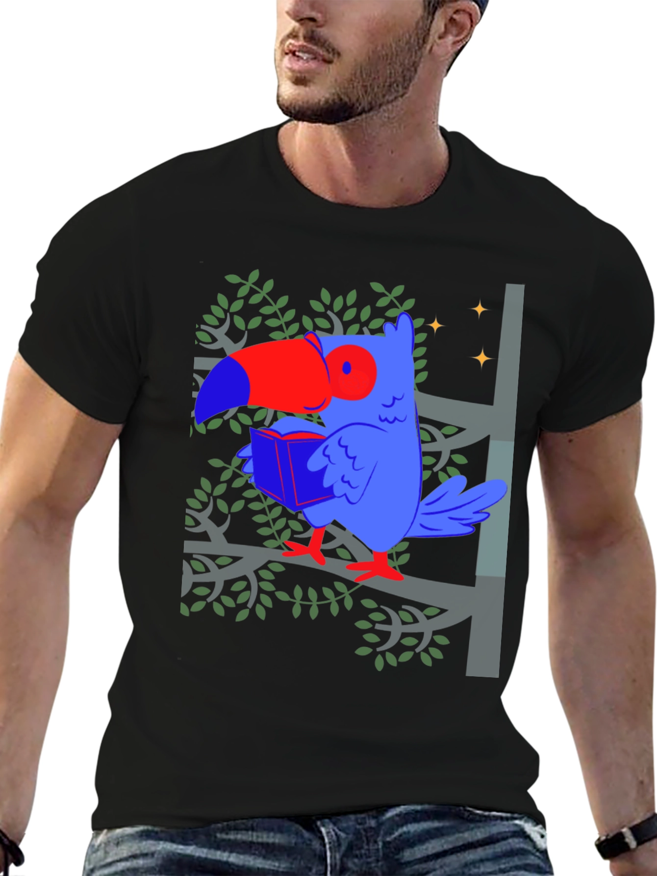 Toucan Reading Graphic T-Shirt