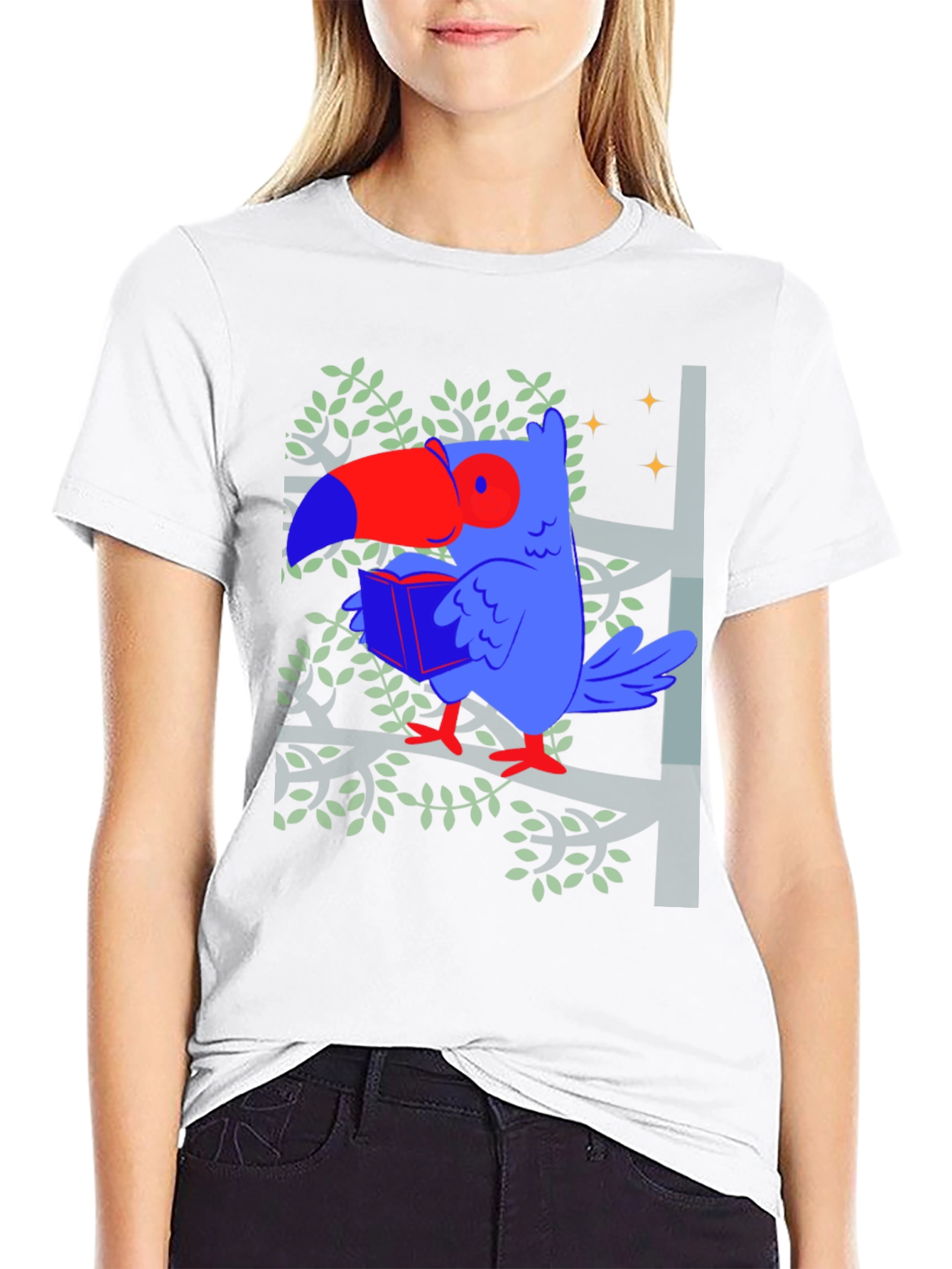Toucan Reading Graphic T-Shirt