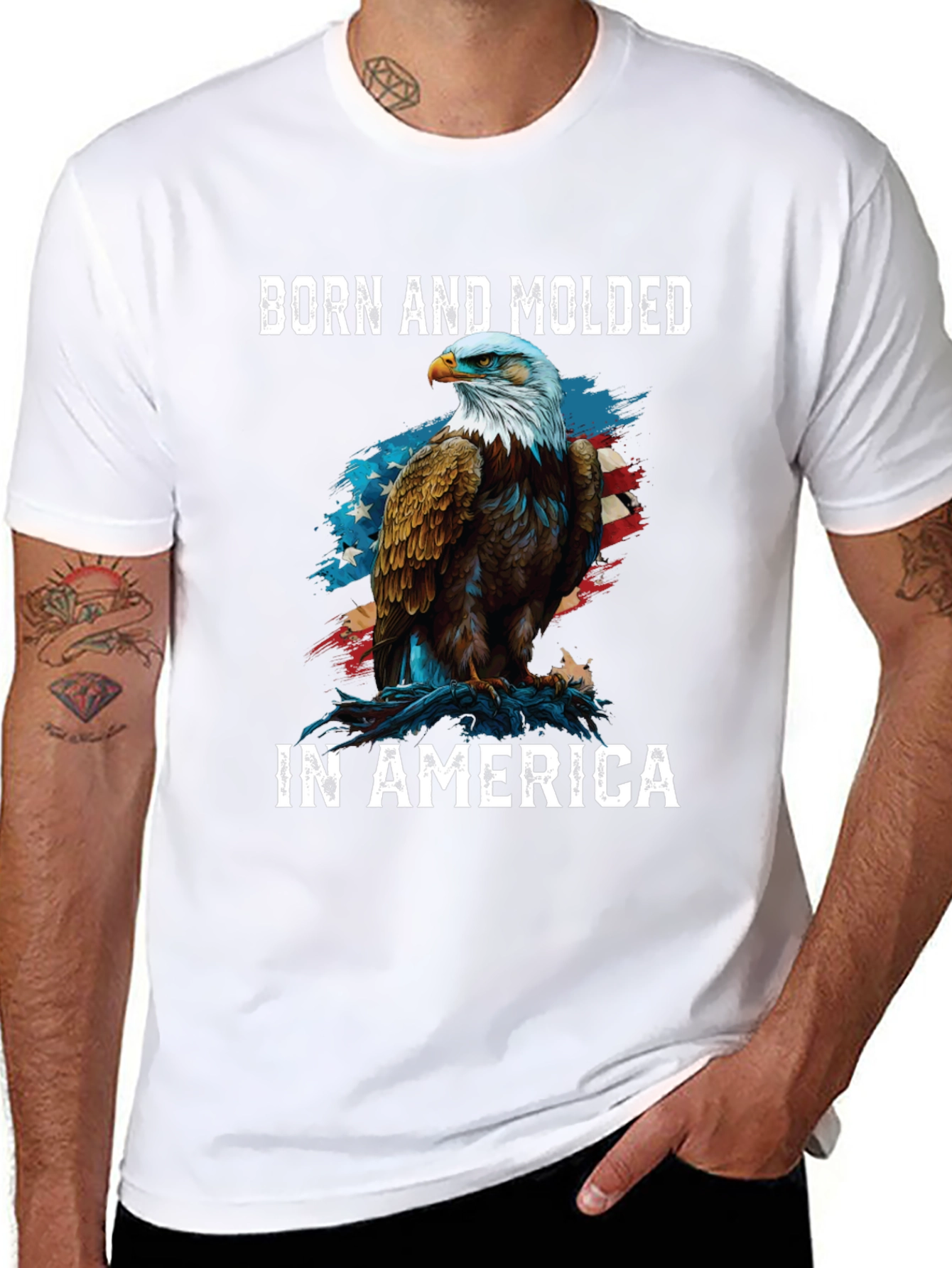 Born and Molded in America Patriotic Eagle T-Shirt