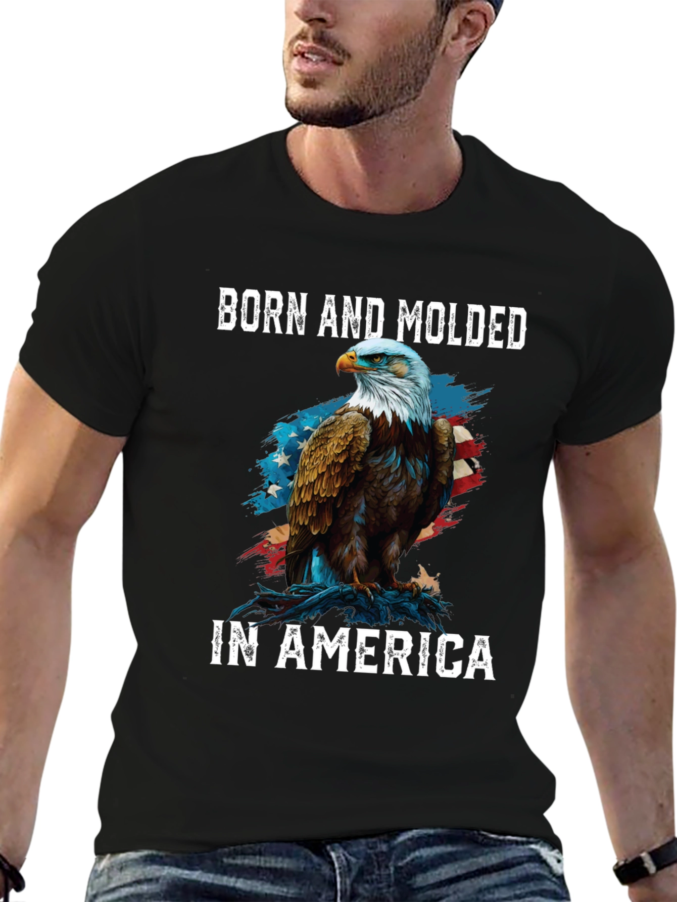 Born and Molded in America Patriotic Eagle T-Shirt