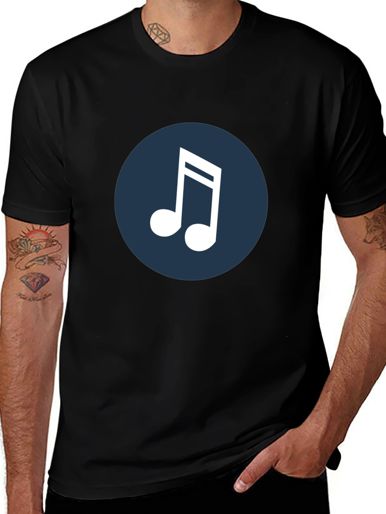 Musical Note Graphic Tee - Black