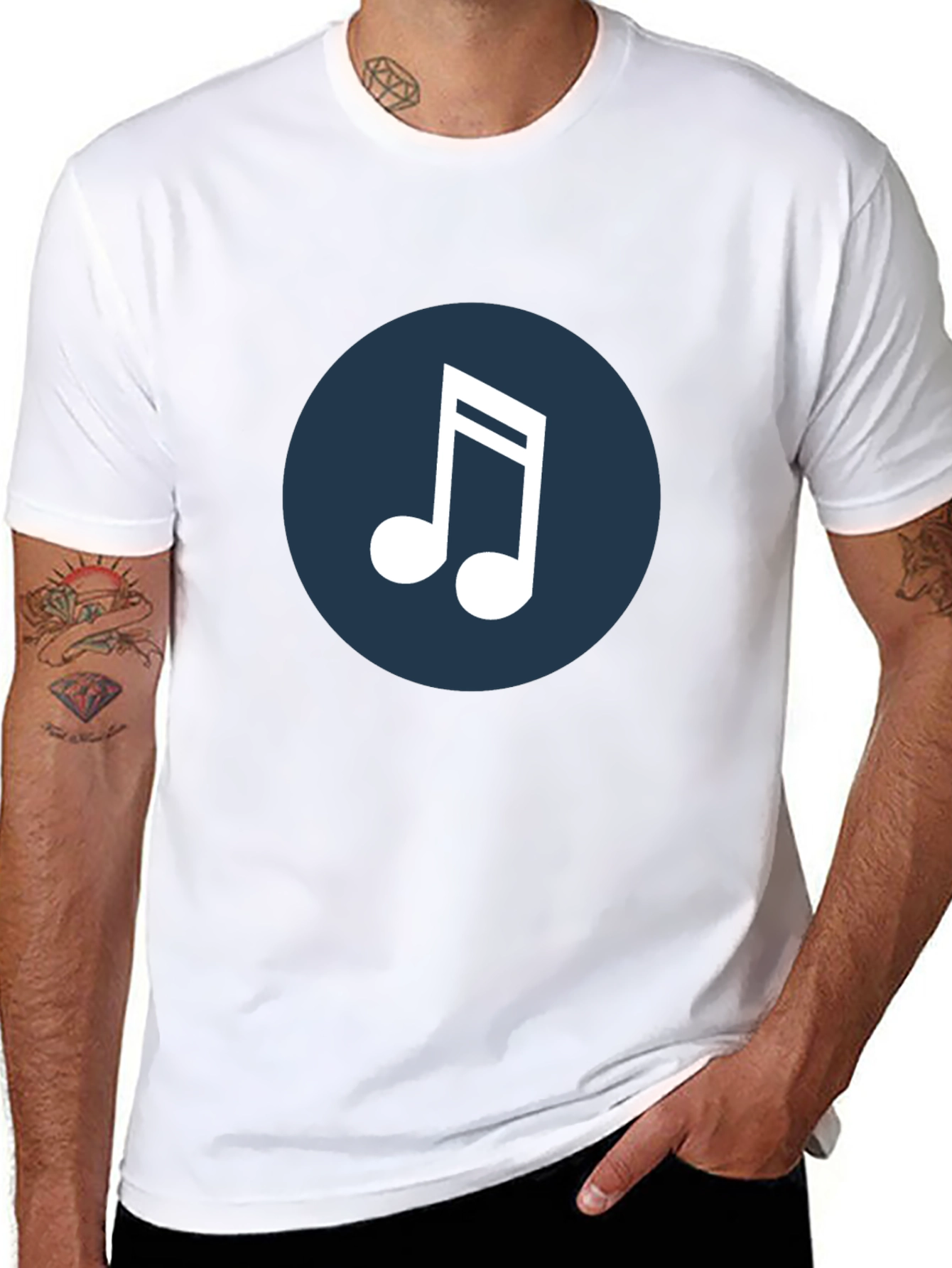 Musical Note Graphic Tee - Black