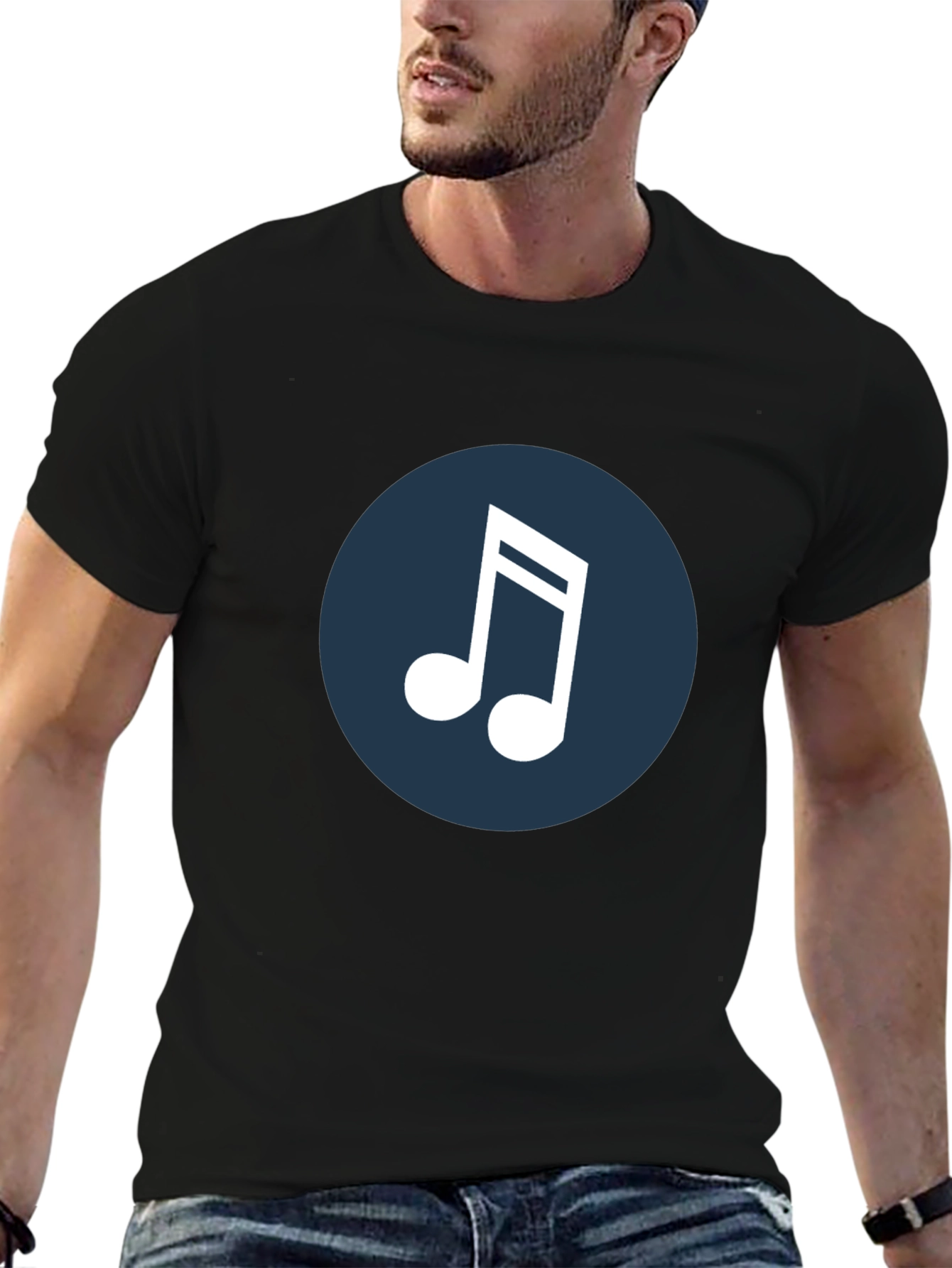 Musical Note Graphic Tee - Black