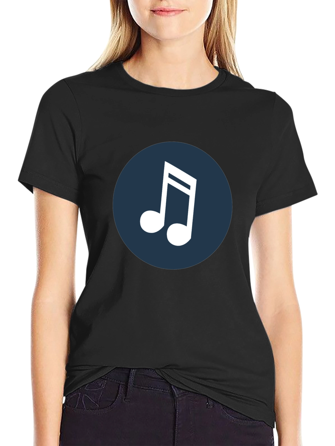 Musical Note Graphic Tee - Black