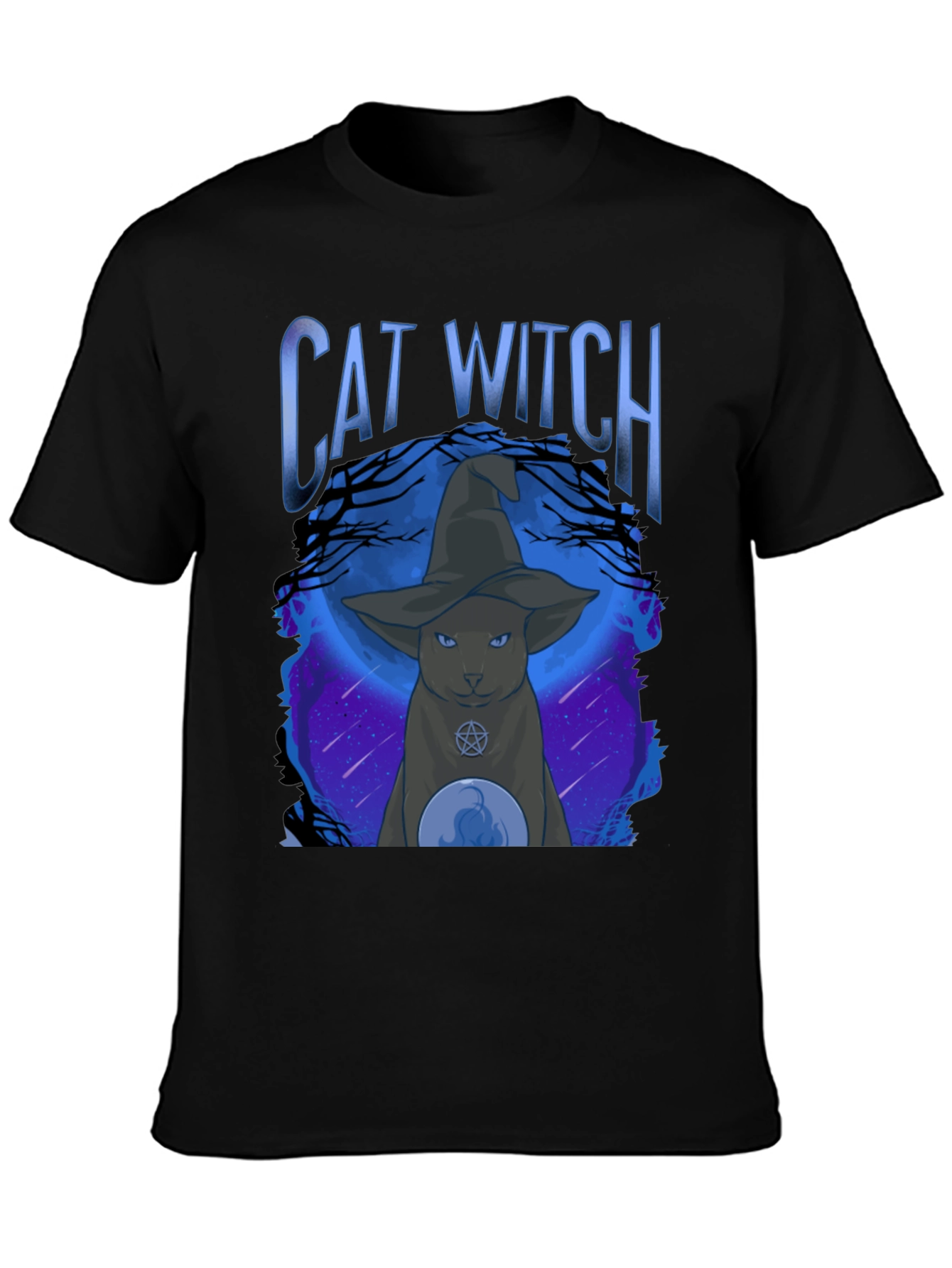 Cat Witch Graphic Tee - Halloween Style