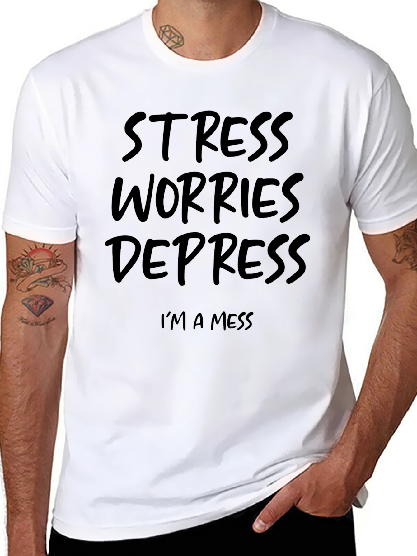 Stress Worries Depress T-Shirt - Funny Graphic Tee
