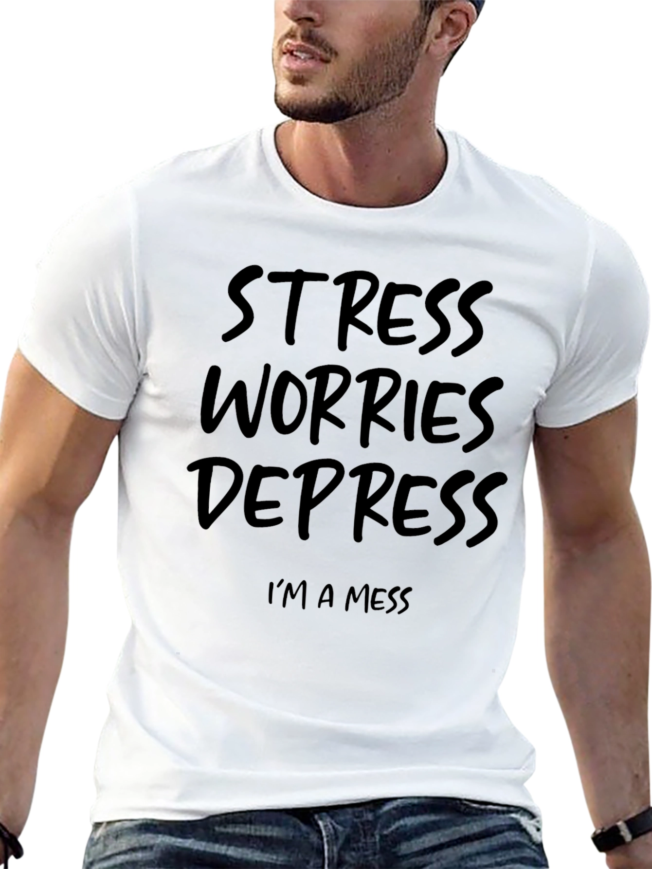 Stress Worries Depress T-Shirt - Funny Graphic Tee