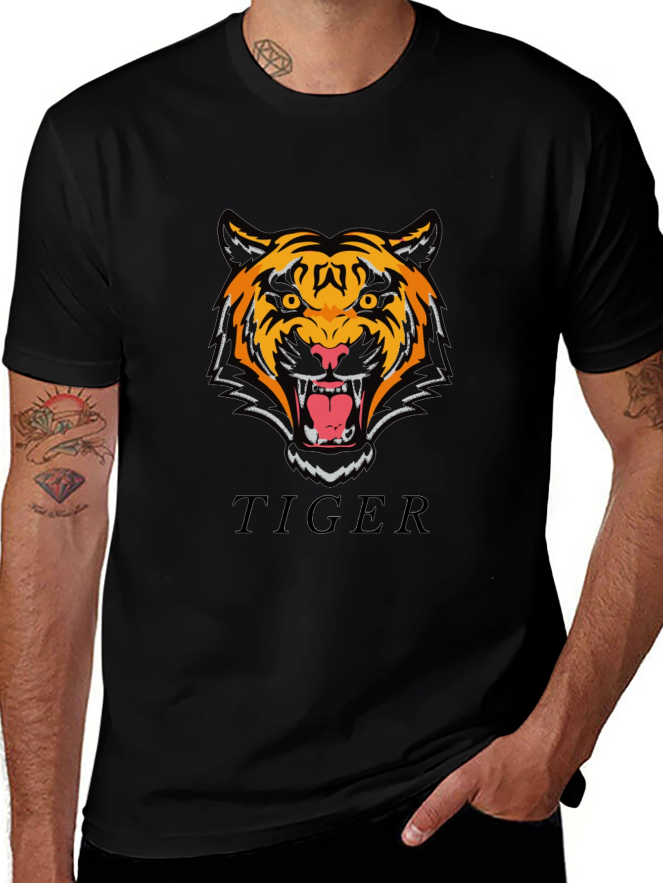 Roaring Tiger Graphic T-Shirt - Stylish Black Tee