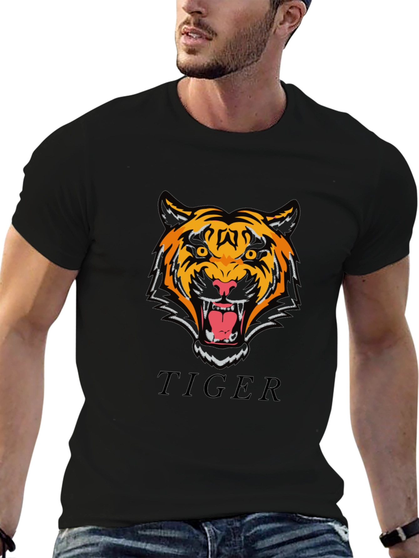 Roaring Tiger Graphic T-Shirt - Stylish Black Tee
