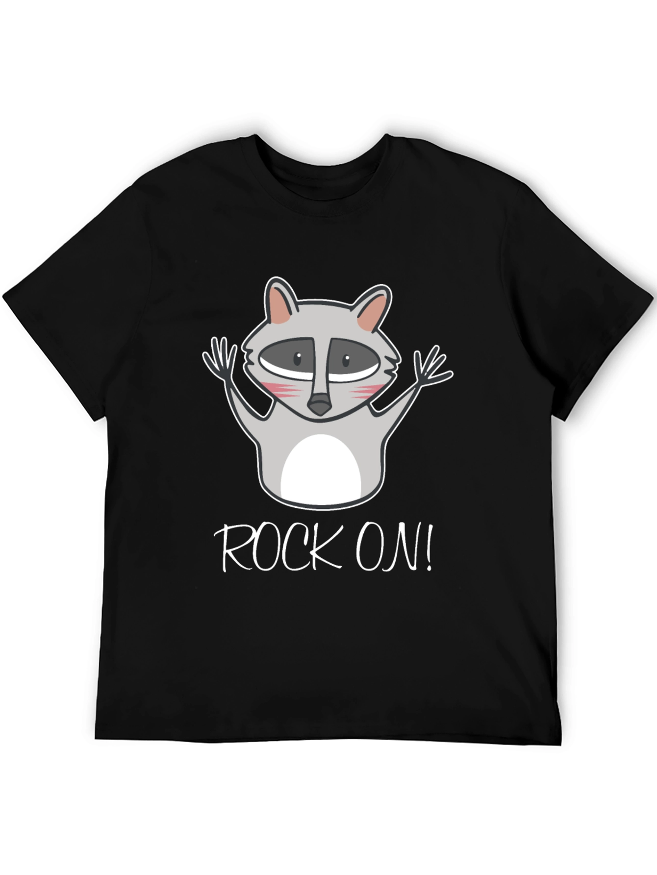 Rock On Raccoon Graphic Tee - Black Cotton T-Shirt