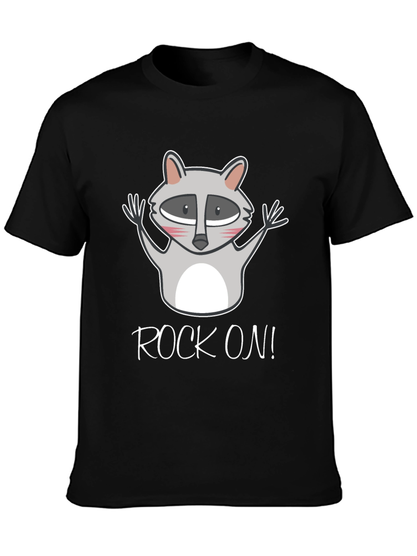Rock On Raccoon Graphic Tee - Black Cotton T-Shirt