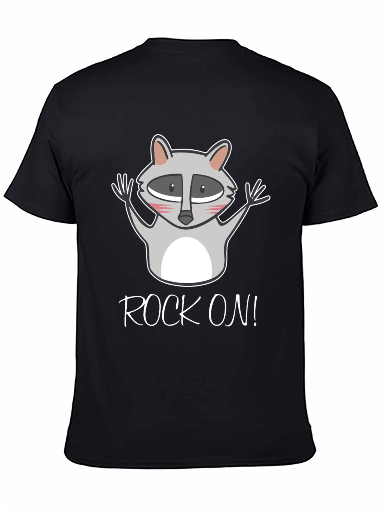 Rock On Raccoon Graphic Tee - Black Cotton T-Shirt