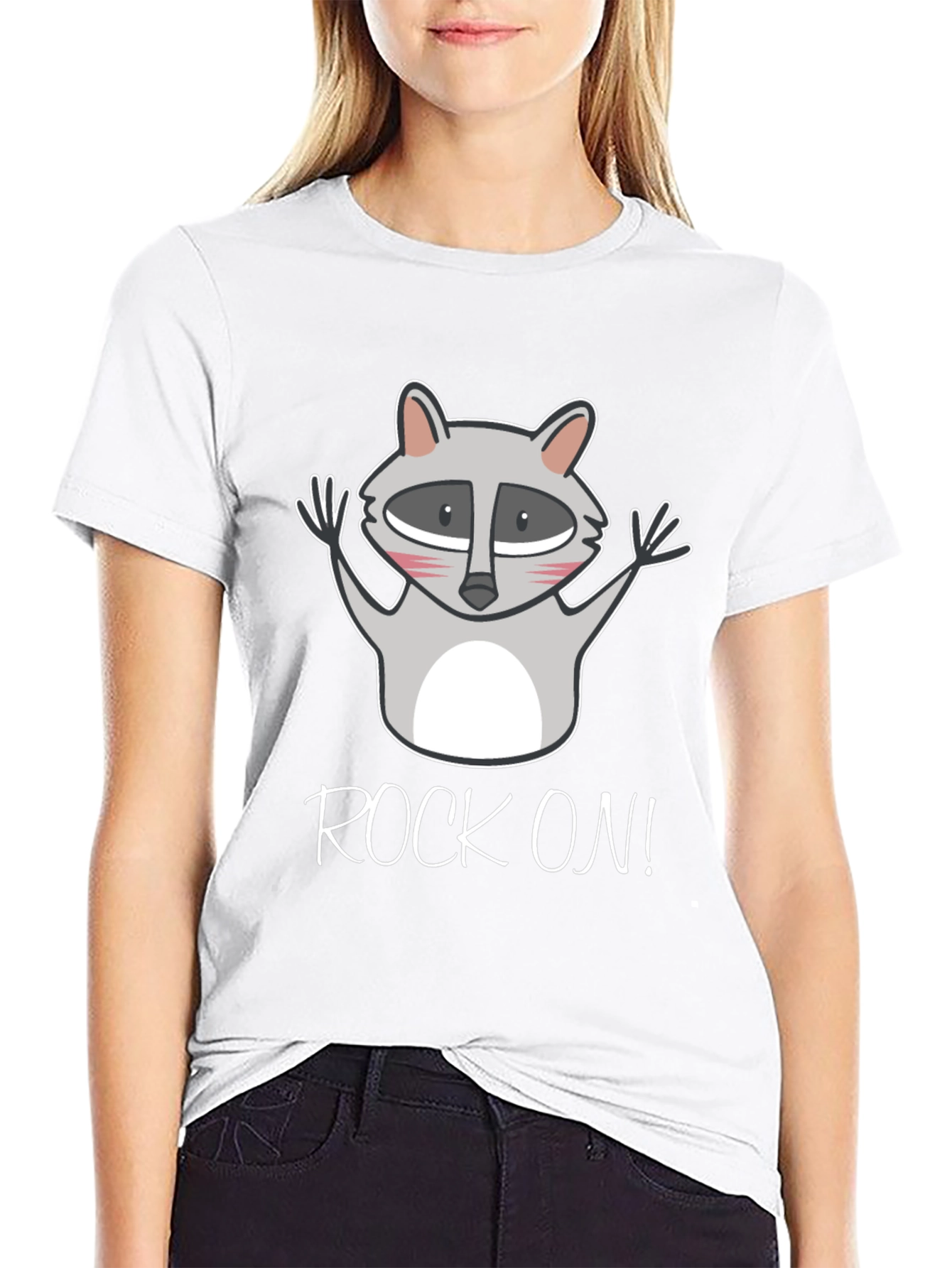 Rock On Raccoon Graphic Tee - Black Cotton T-Shirt