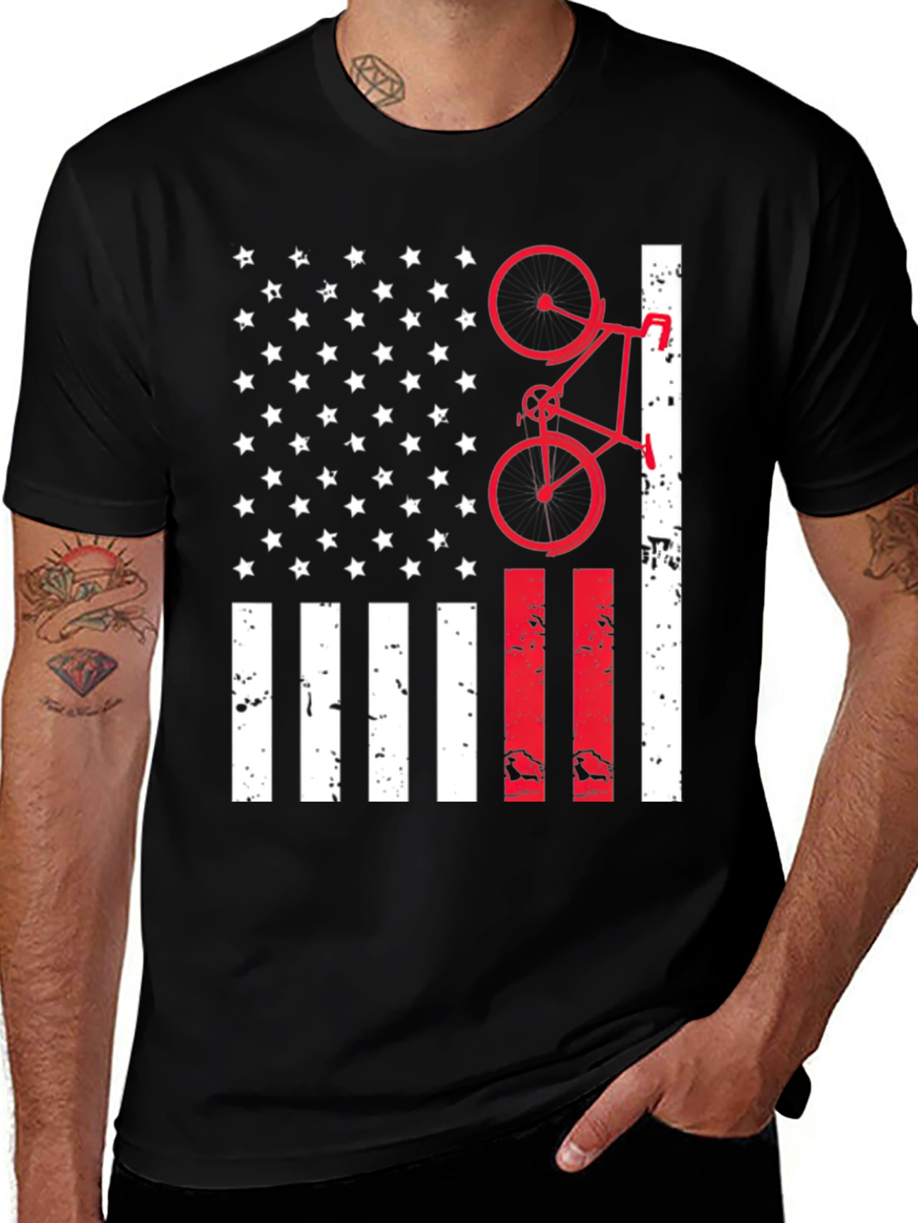 American Flag Bike T-Shirt