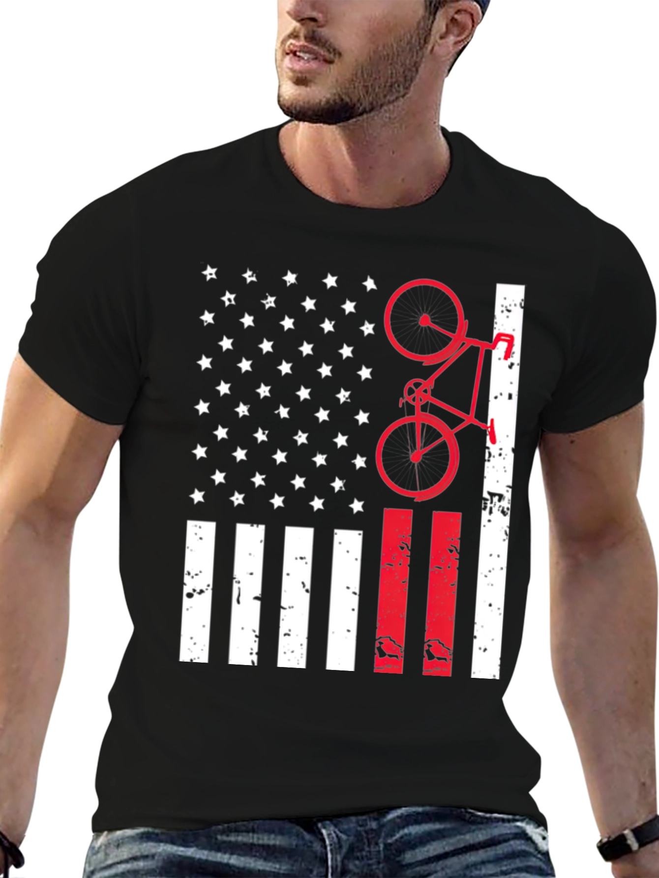 American Flag Bike T-Shirt
