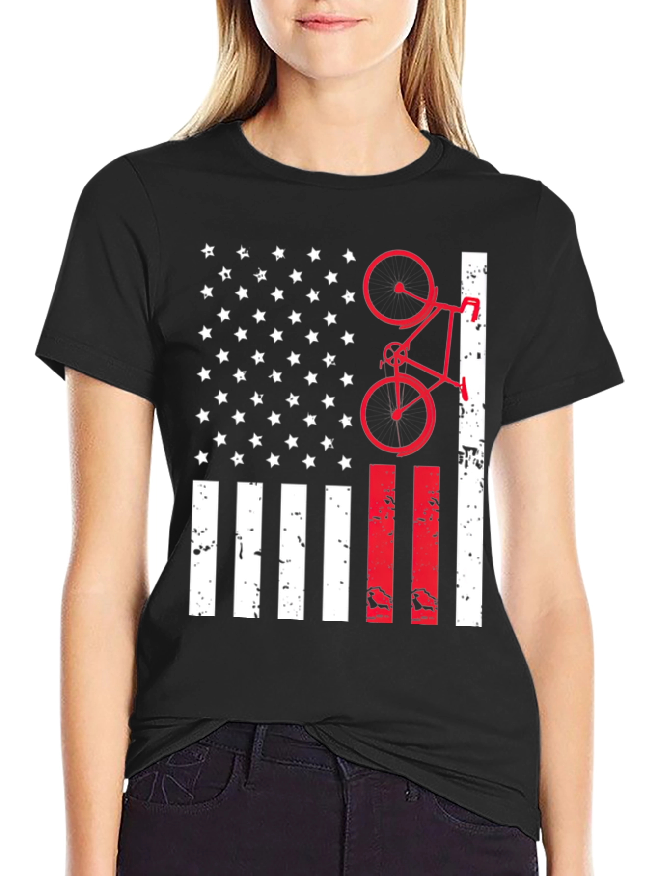 American Flag Bike T-Shirt